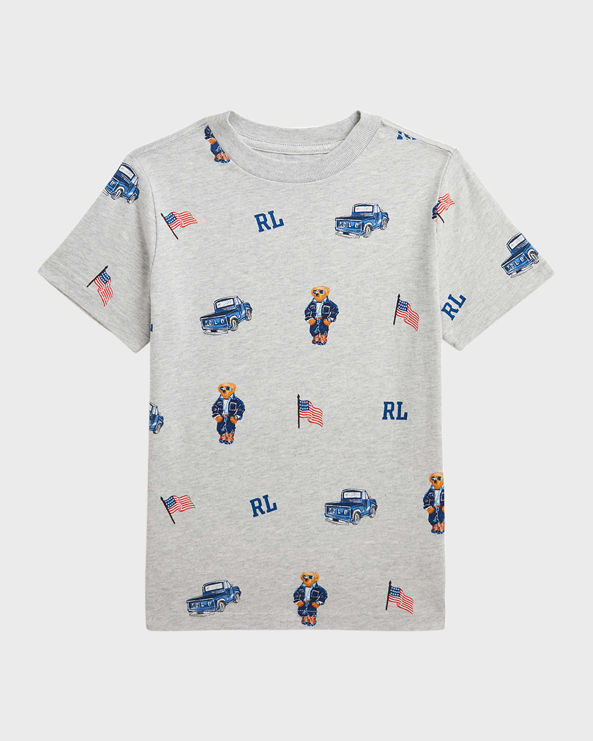 Shop Ralph Lauren Boy's Americana Short-sleeve Cotton Jersey T-shirt In Truck Bear