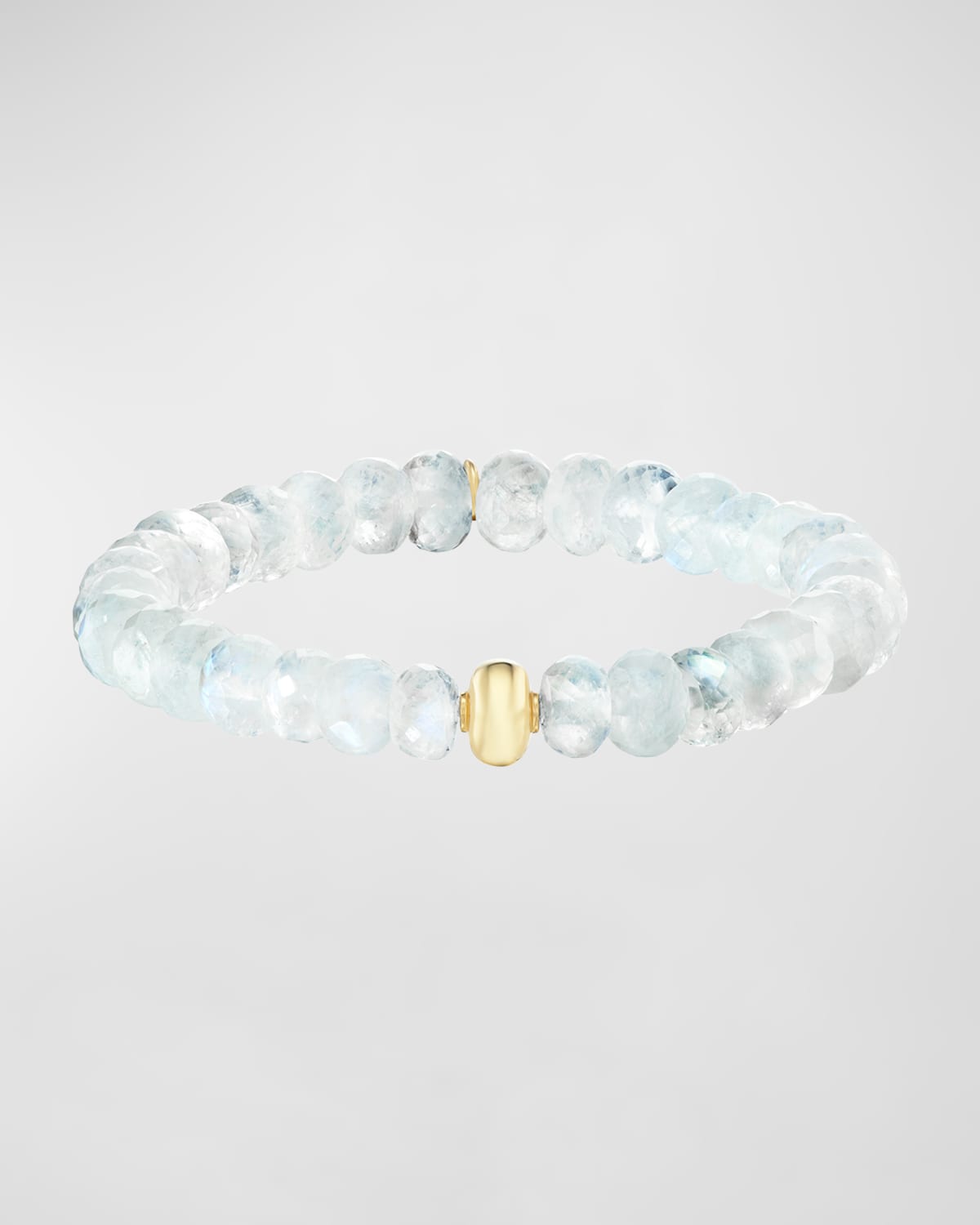 14K Rainbow Moonstone 8mm Beaded Bracelet with Plain Donut