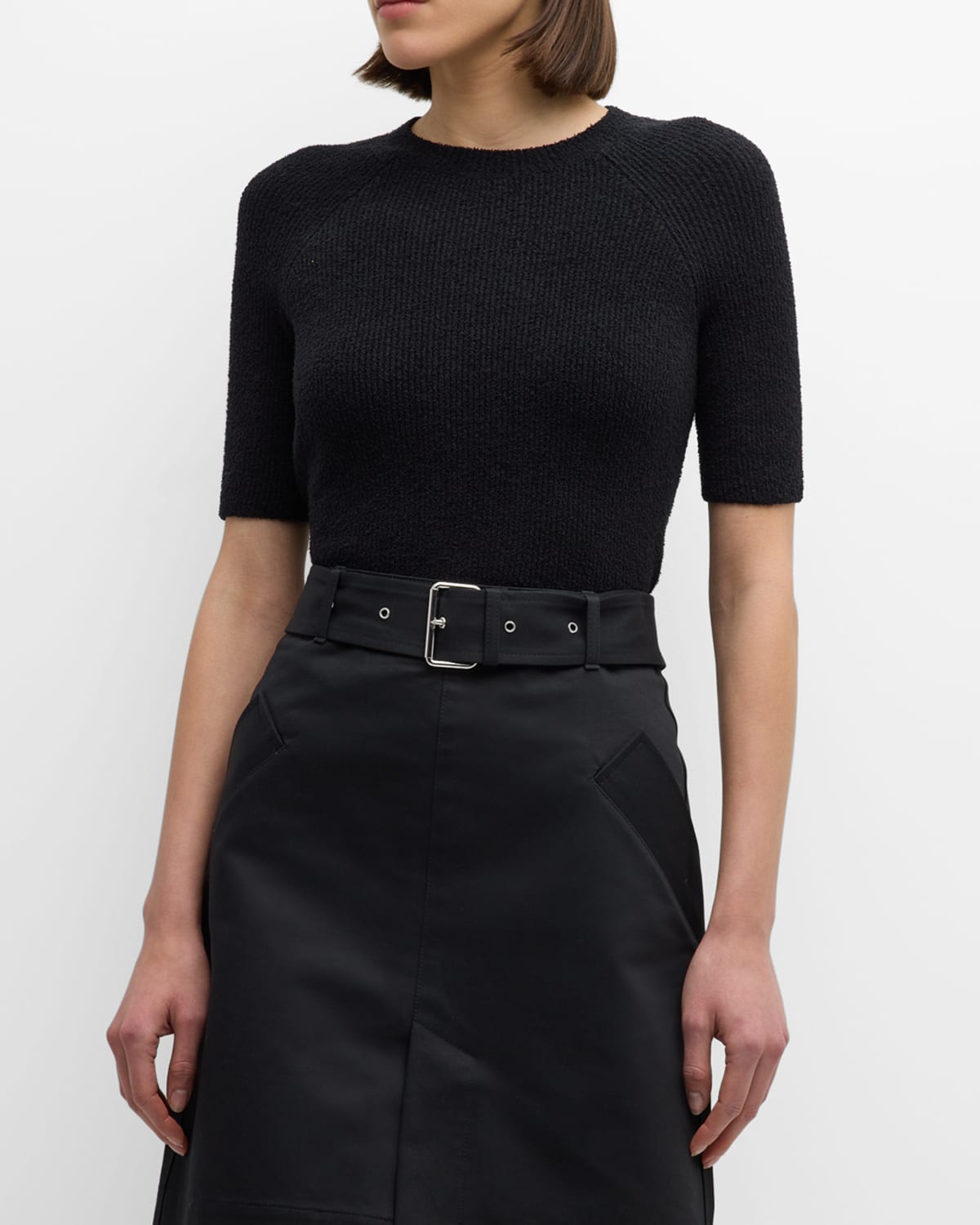 Shop Totême Raglan-sleeve Terry Knit Top In Black