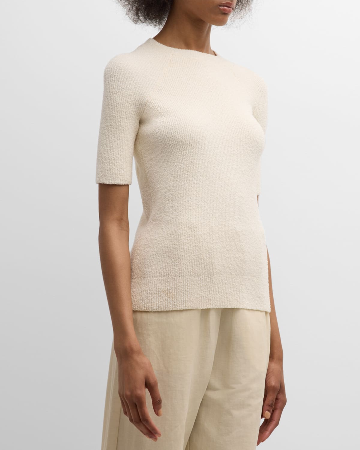 Totême Raglan-sleeve Terry Knit Cotton Top In Open White