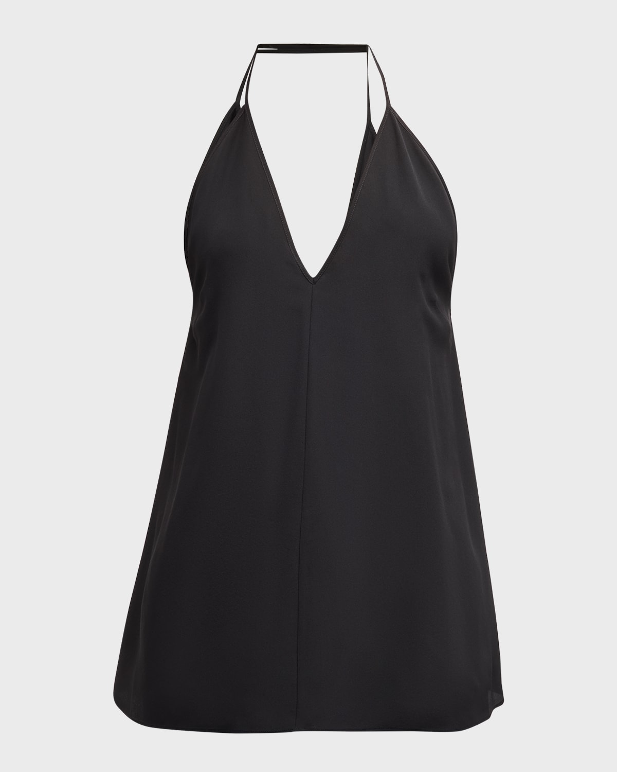 Shop Totême Double-halter Plunging Silk Top In Black