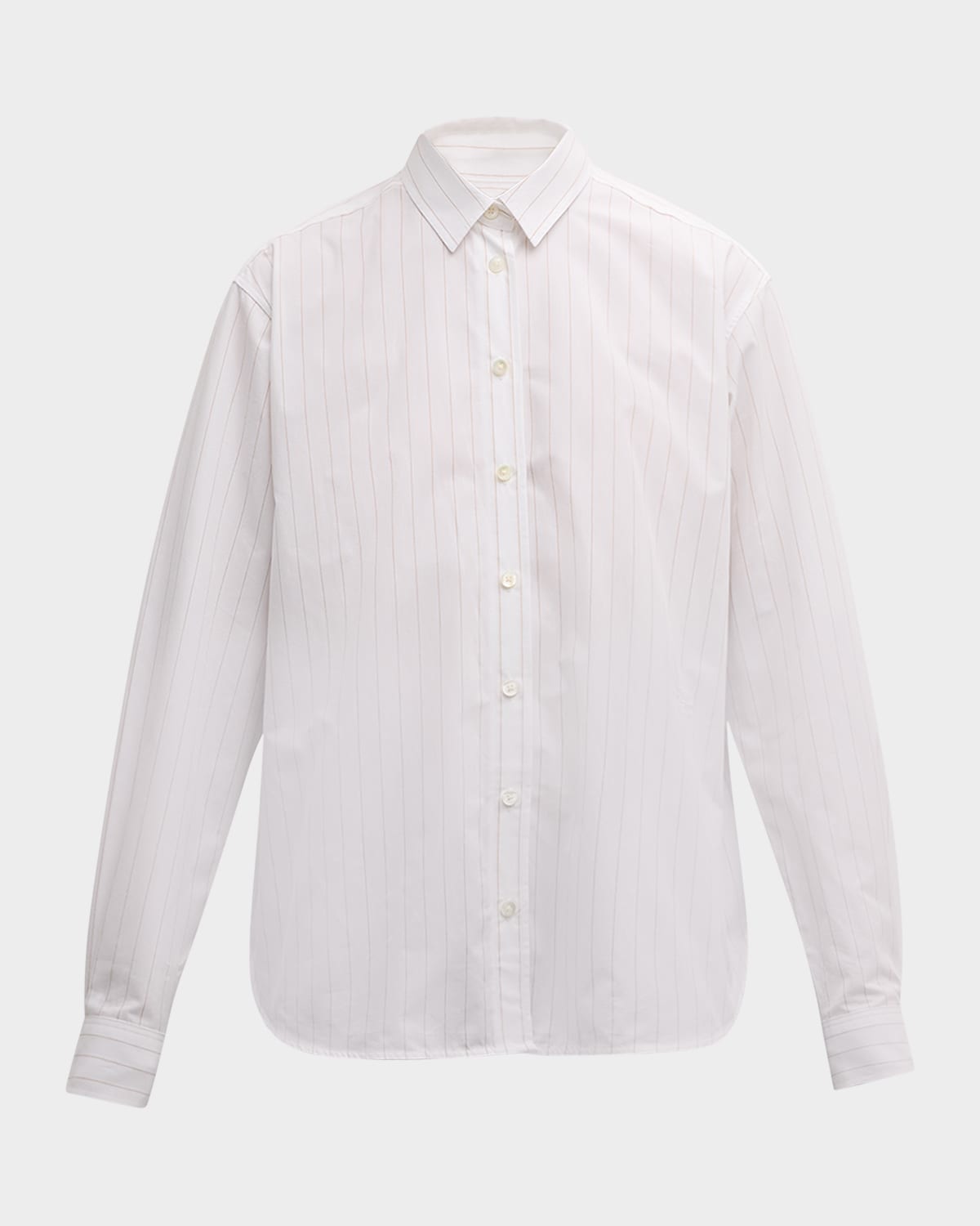 Shop Totême Signature Cotton Pinstripe Button-front Shirt In Open White