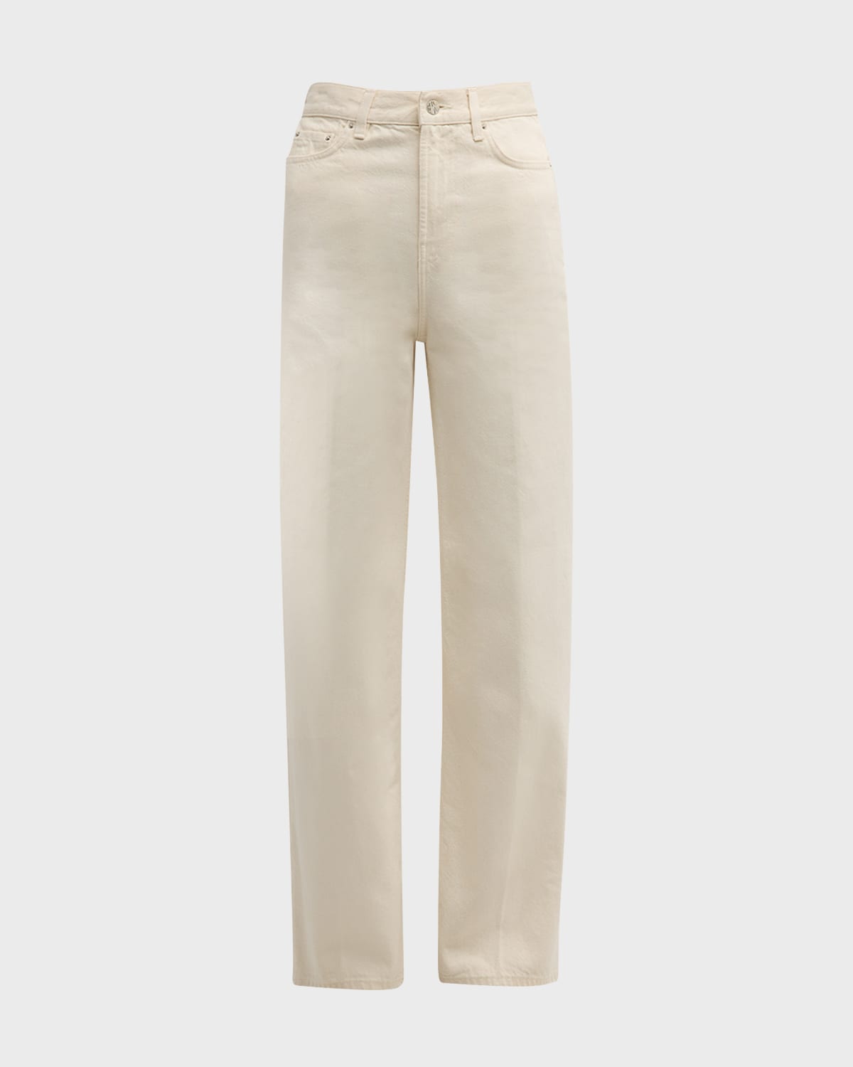 Shop Totême High-rise Straight-leg Press-creased Denim Jeans In Light Beige