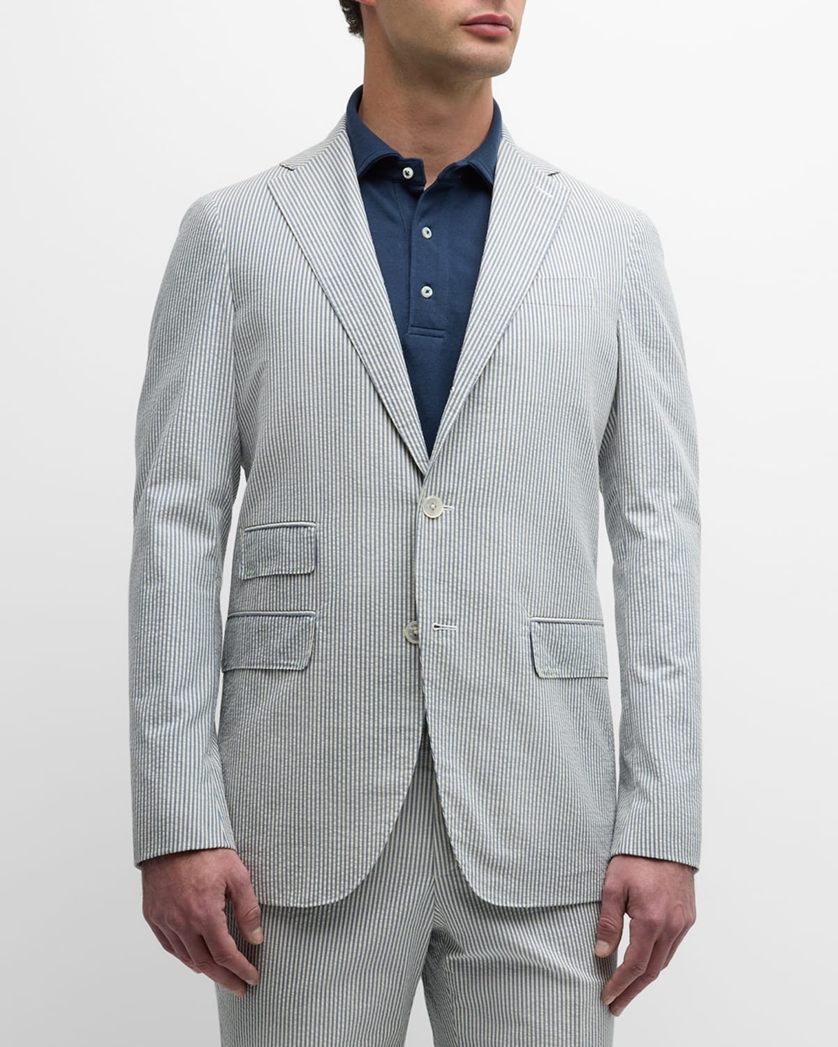 Shop Sid Mashburn Men's Virgil No. 2 Seersucker Sport Jacket In Blue/white