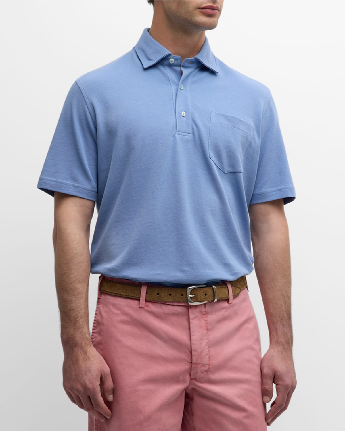 Shop Sid Mashburn Men's Pique Pocket Polo Shirt In Coastal
