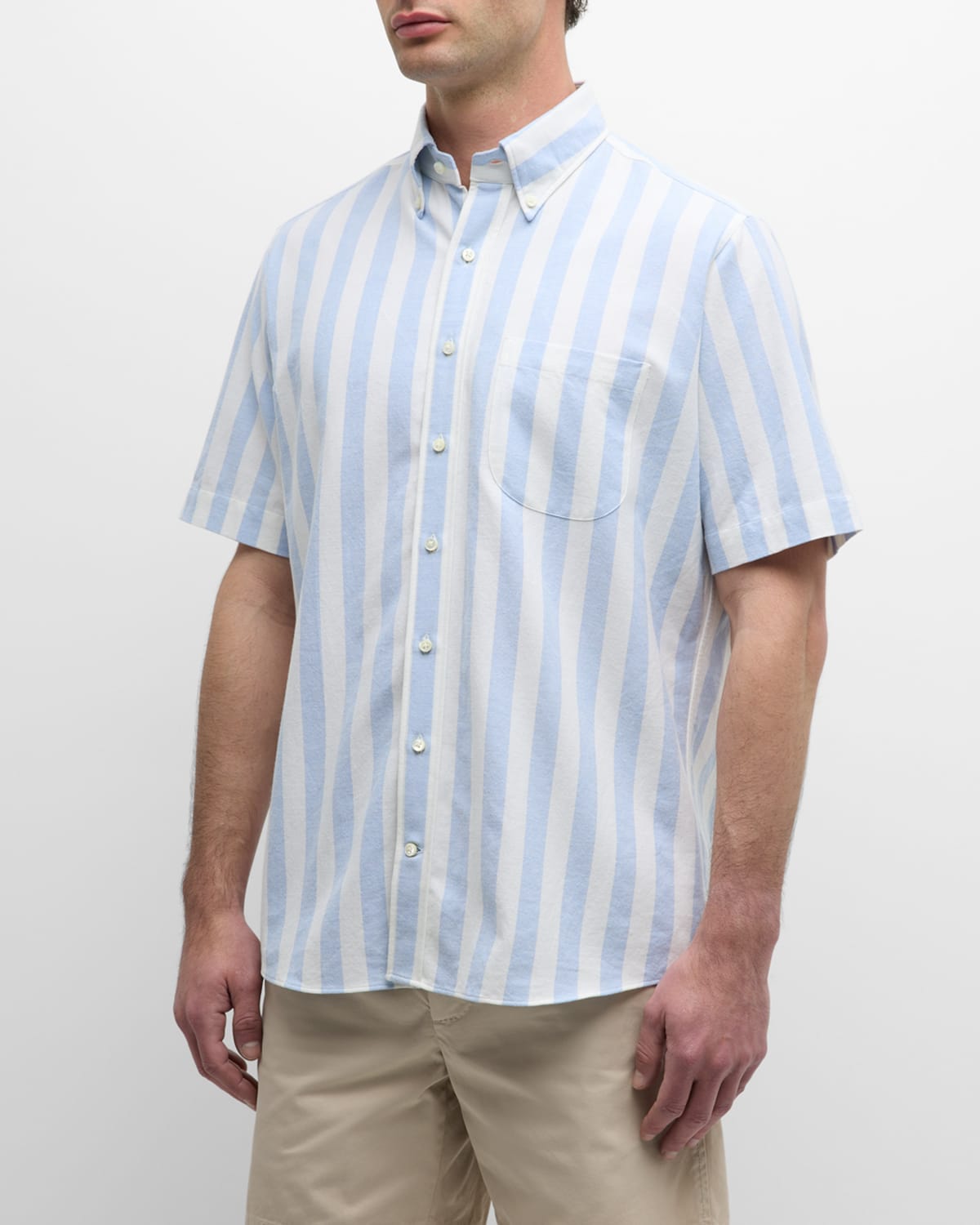 Sid Mashburn Men's Cabana Stripe Oxford Sport Shirt In Sky White St
