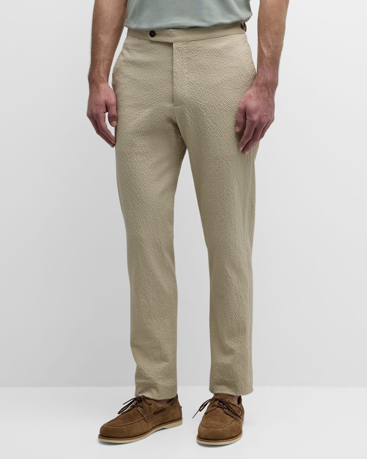 Shop Sid Mashburn Men's Seersucker Side-tab Sport Trousers In Stone Seer