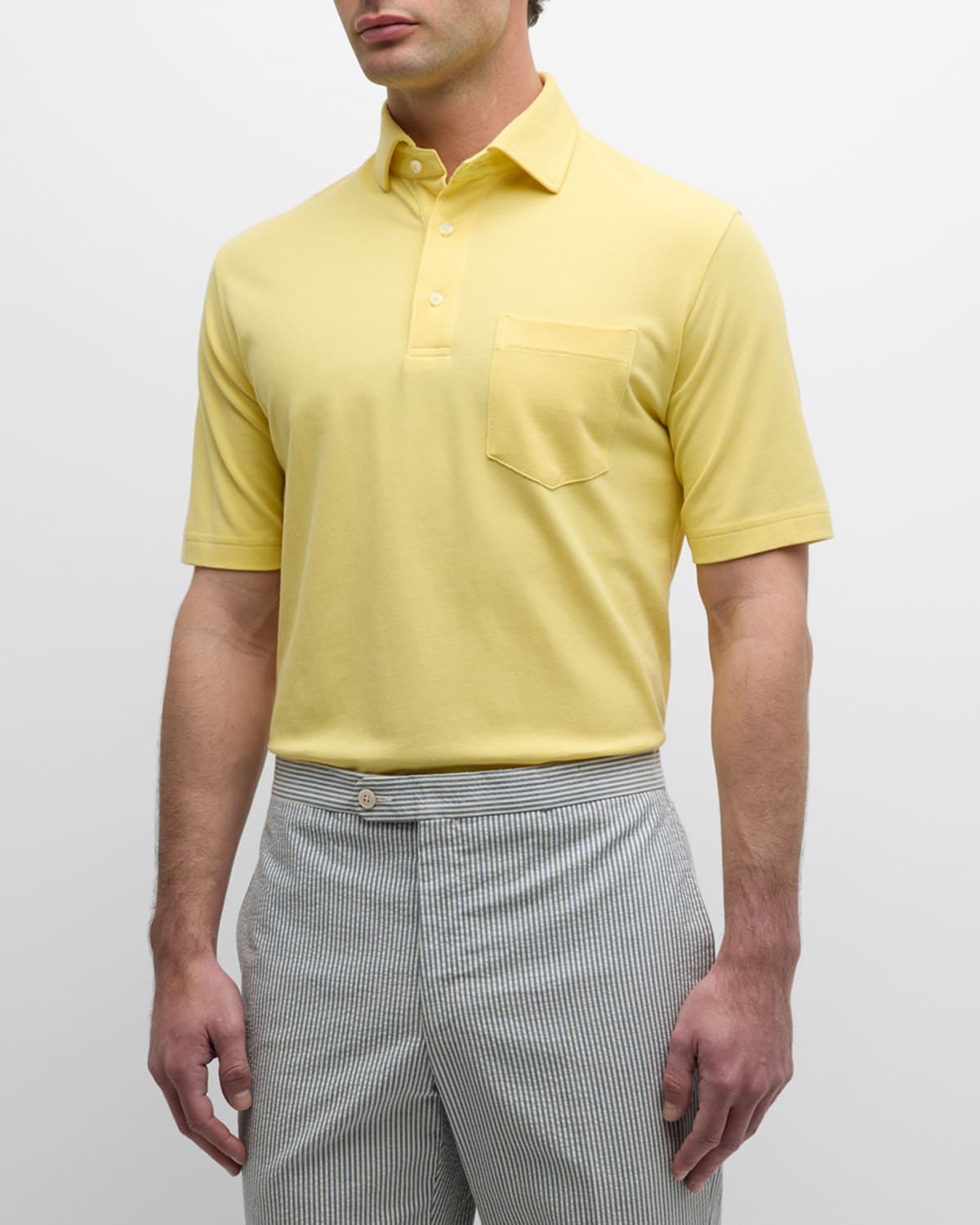 Sid Mashburn Men's Pique Pocket Polo Shirt In Canary
