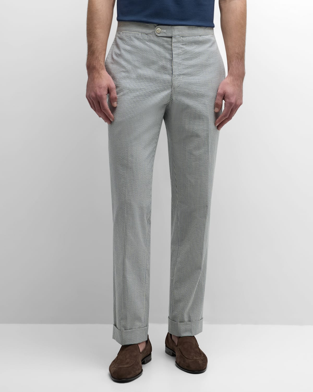 Shop Sid Mashburn Men's Side-tab Striped Sport Trousers In Blue/white