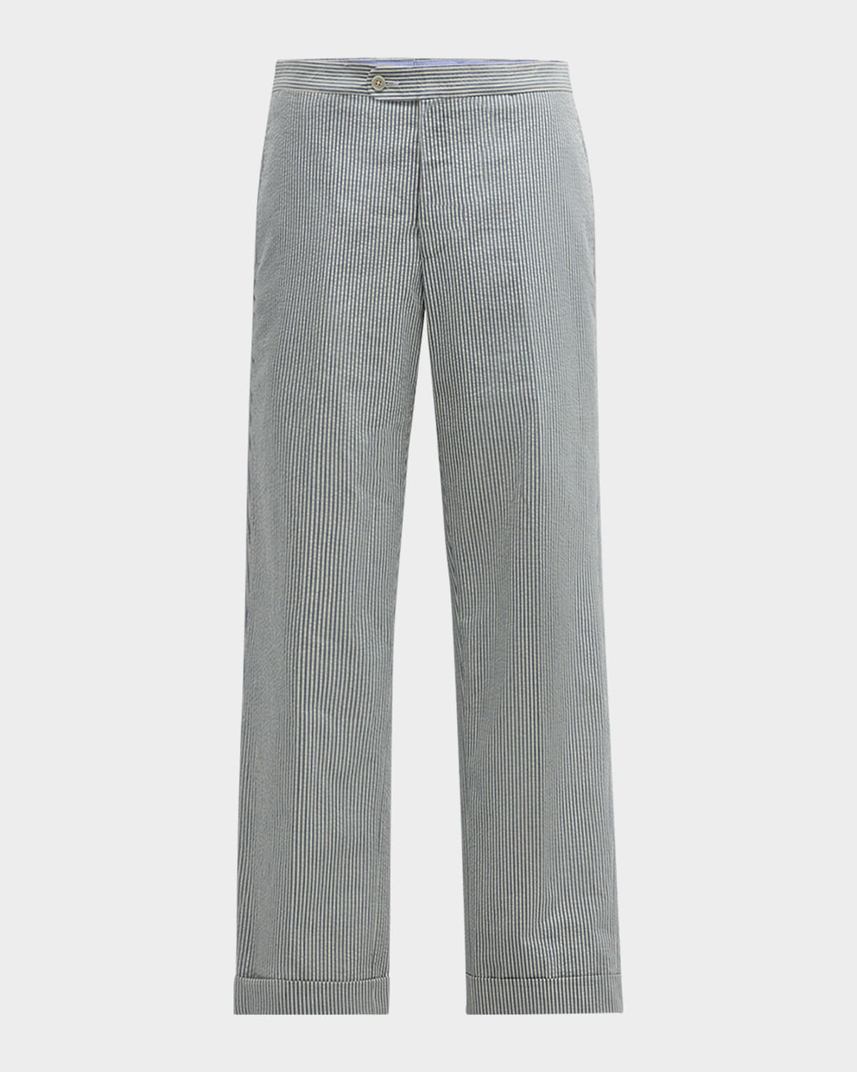 Men's Side-Tab Striped Sport Trousers
