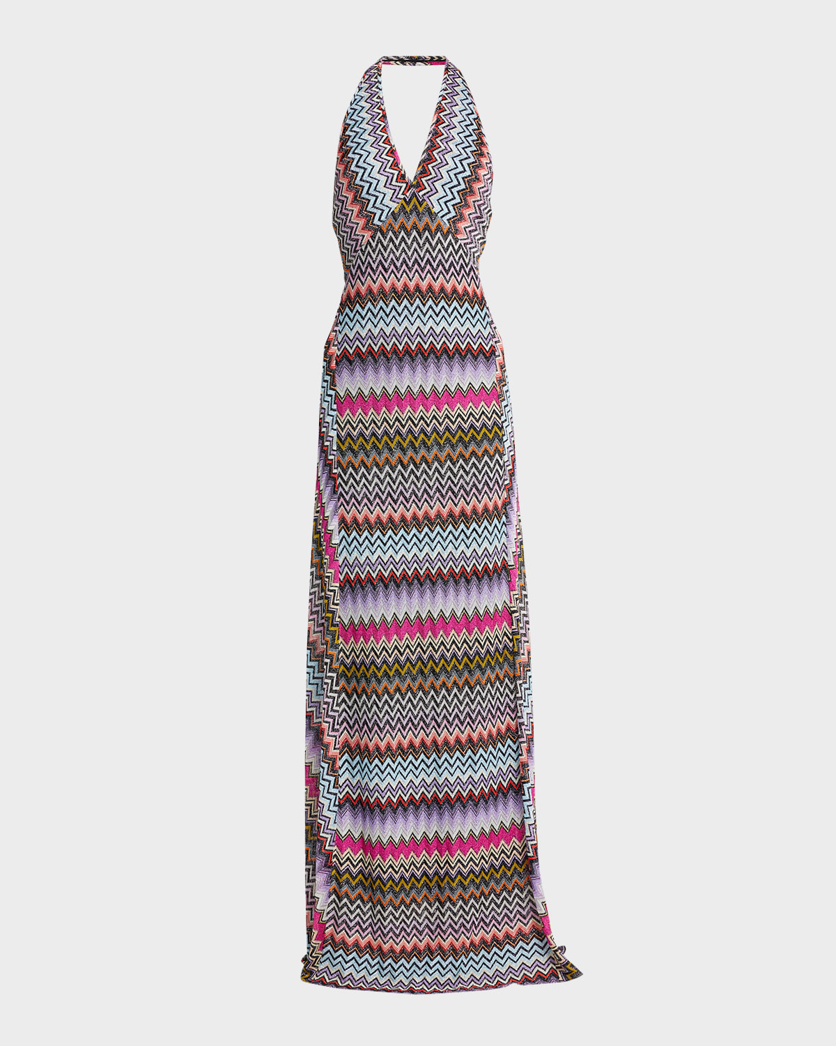 Missoni Metallic Chevron Knit Halter Maxi Dress | Smart Closet