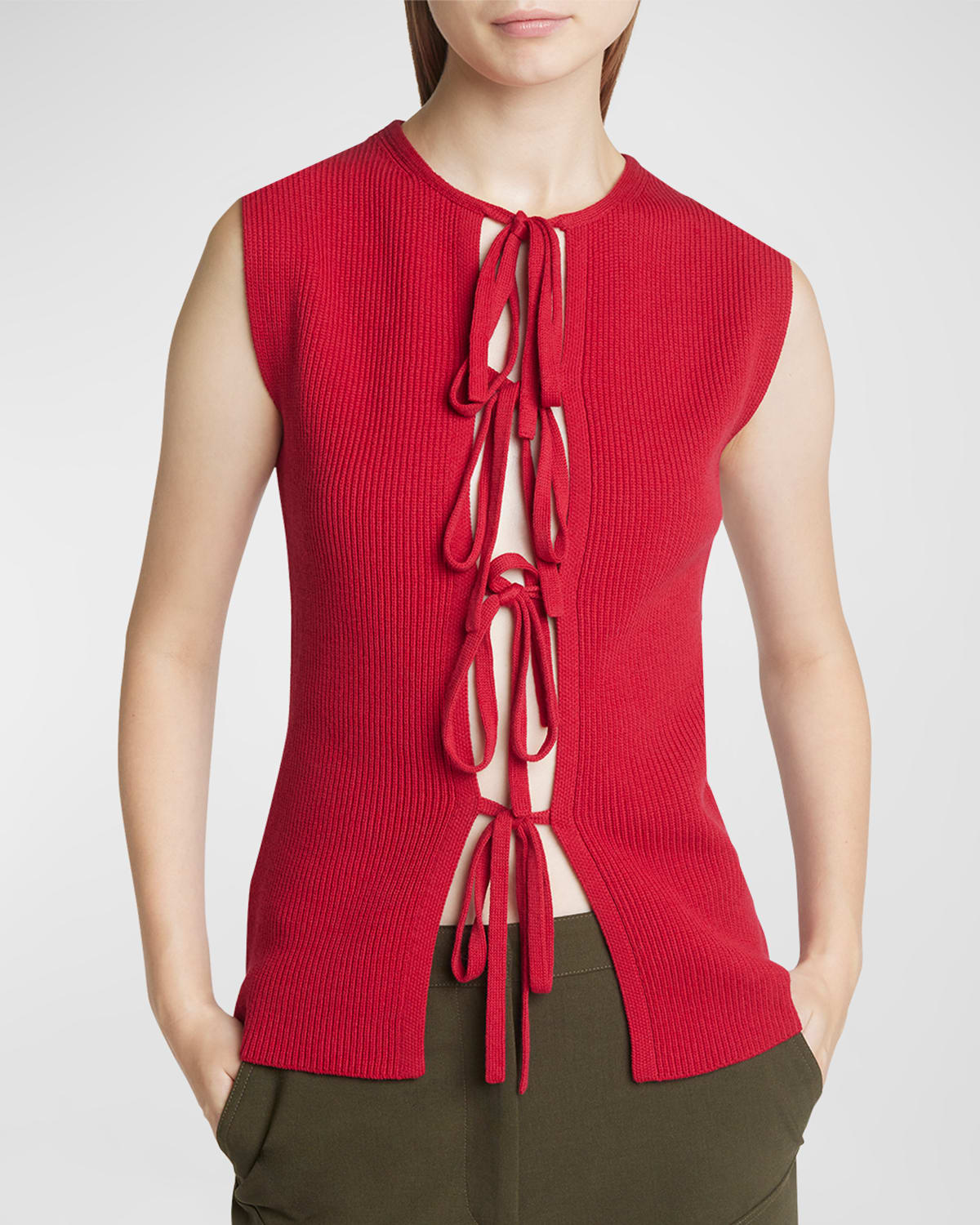 Shop Jw Anderson Bow Tie Ribbed Tank Top In Red
