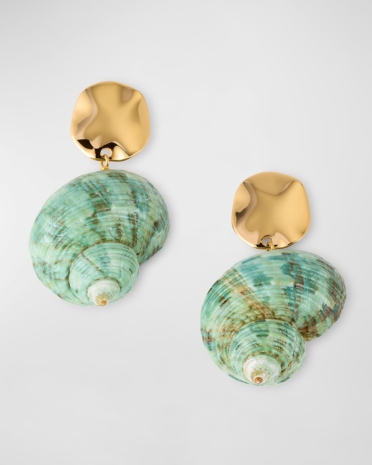 Nest Jewelry Green Seashell Drop Earrings In Gold