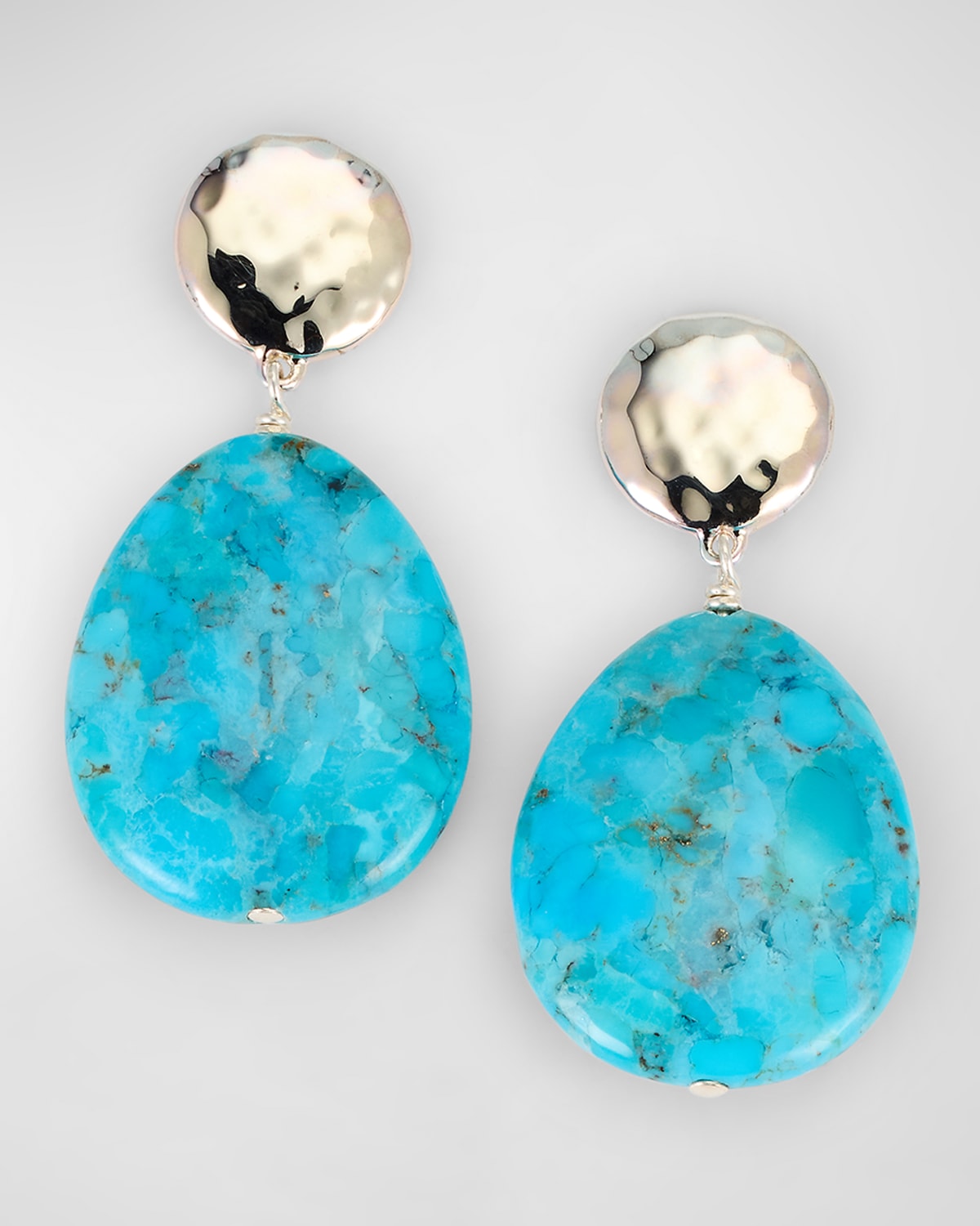 Silver and Turquoise Teardrop Earrings