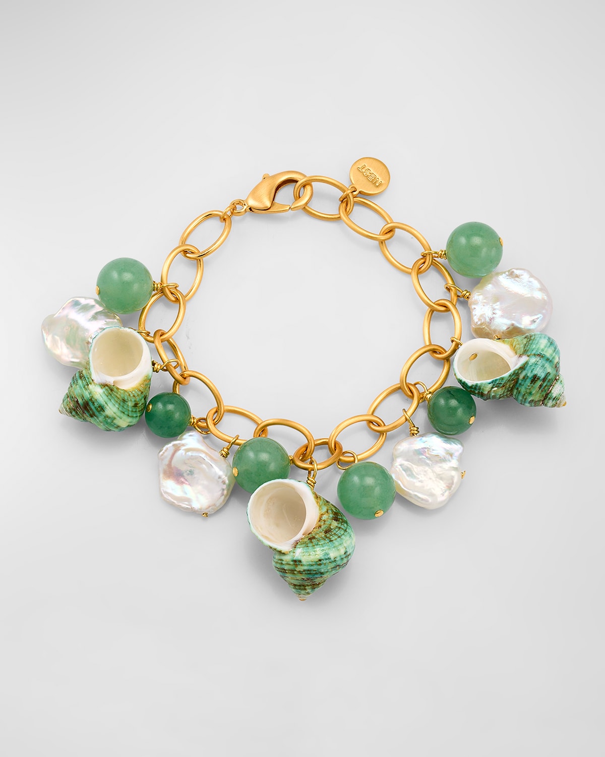 Nest Jewelry Green Seashell Charm Bracelet In Gold