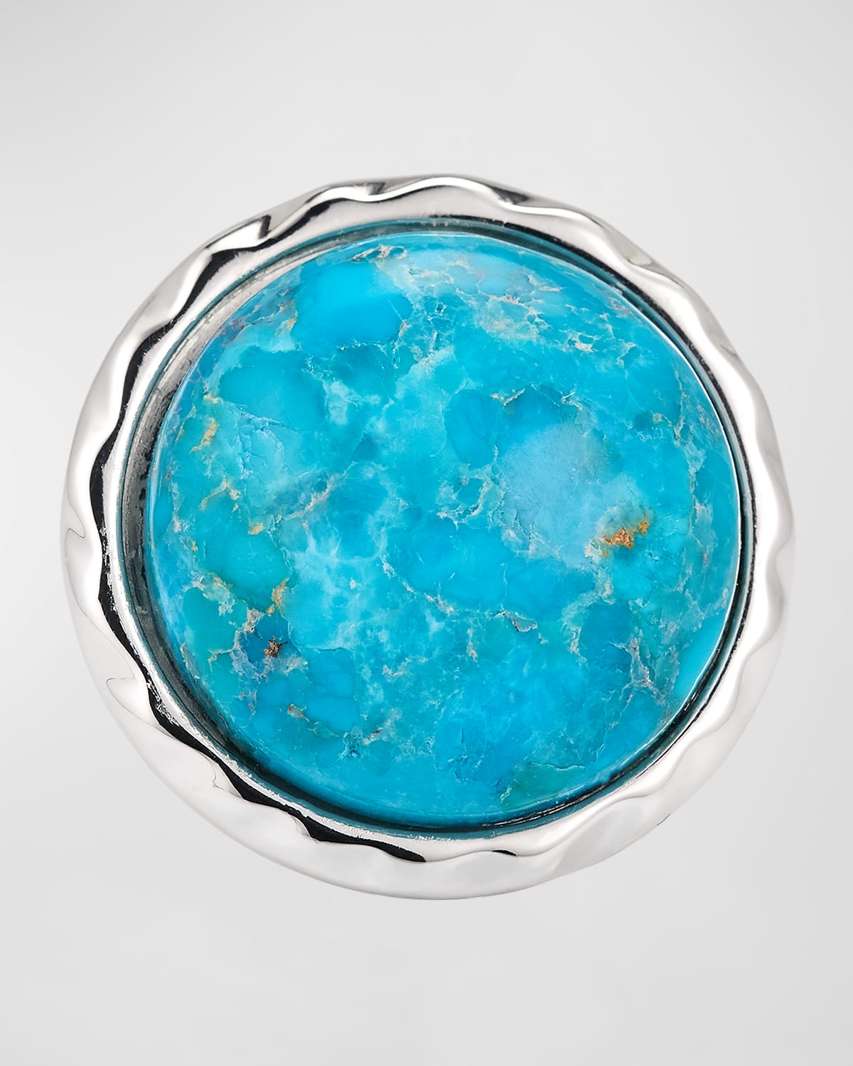 Turquoise and Silver Bezel Adjustable Statement Ring