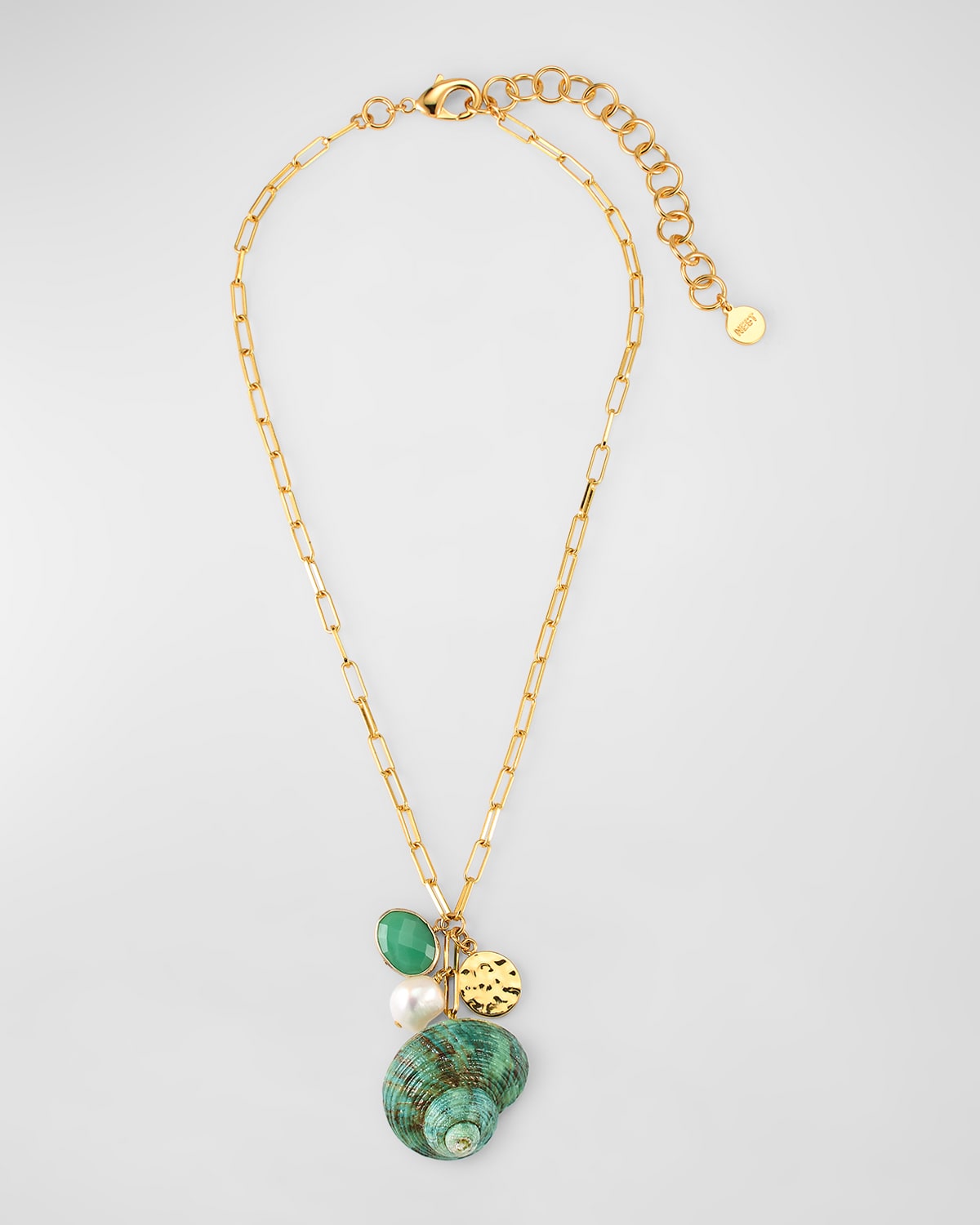 Nest Jewelry Green Seashell Charm Necklace In Gold