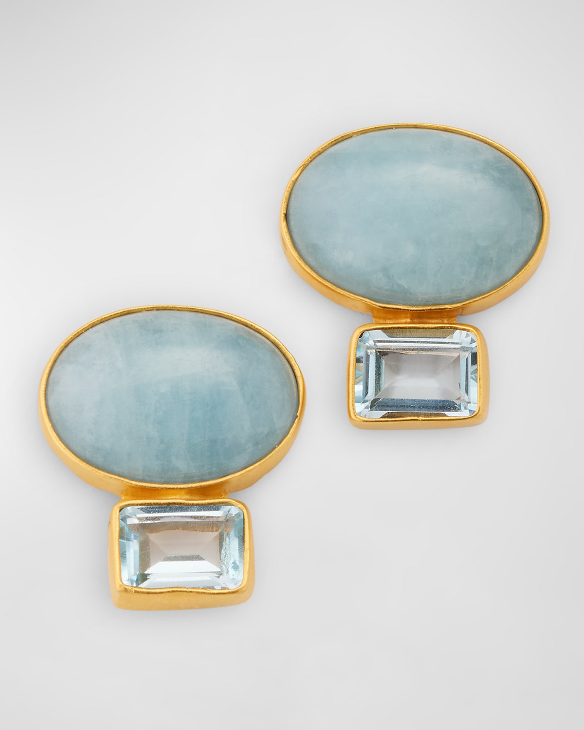 Dina Mackney Aquamarine And Blue Topaz Earrings In Gold