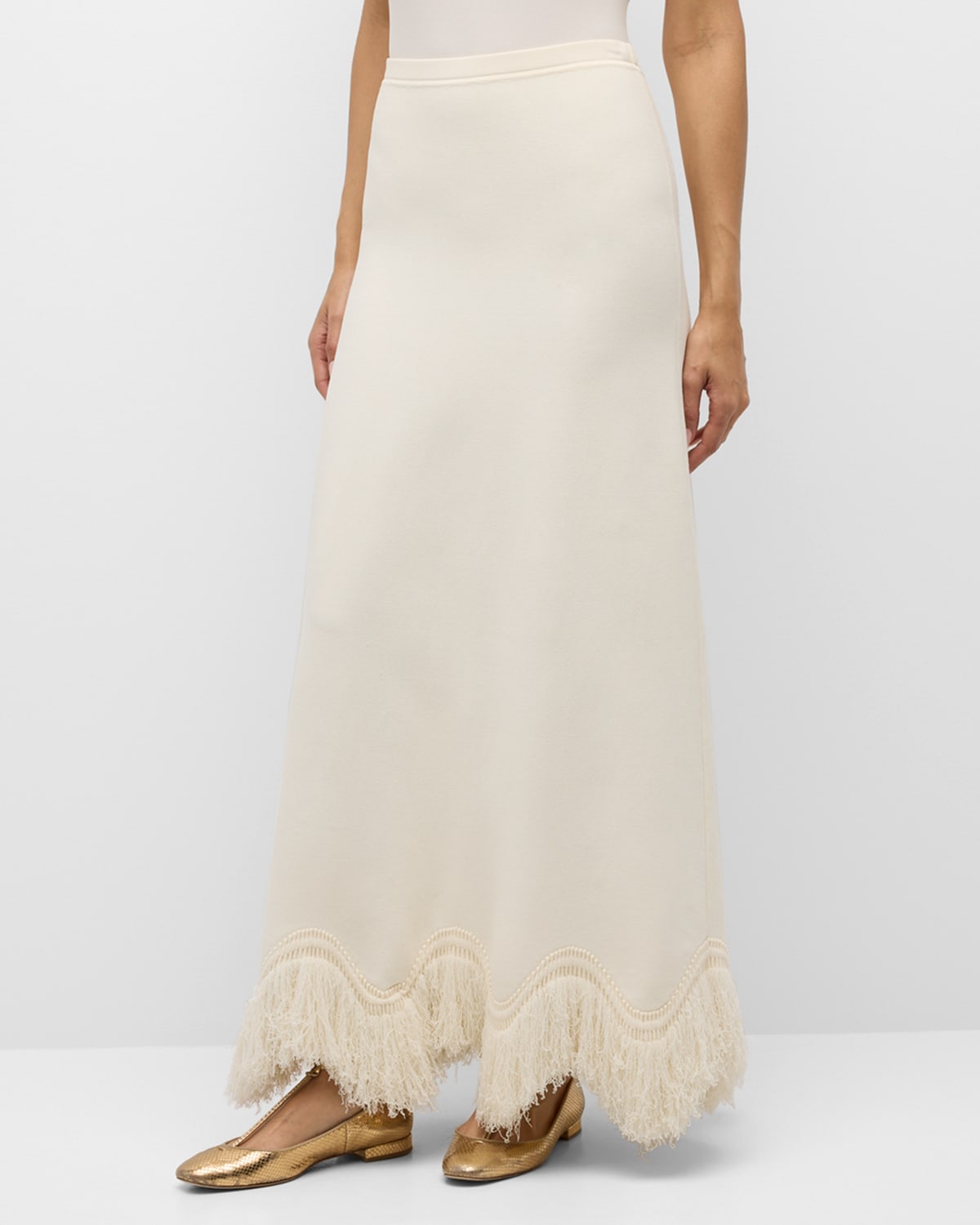 Ulla Johnson Paulina Long Fringe-hem Skirt In White