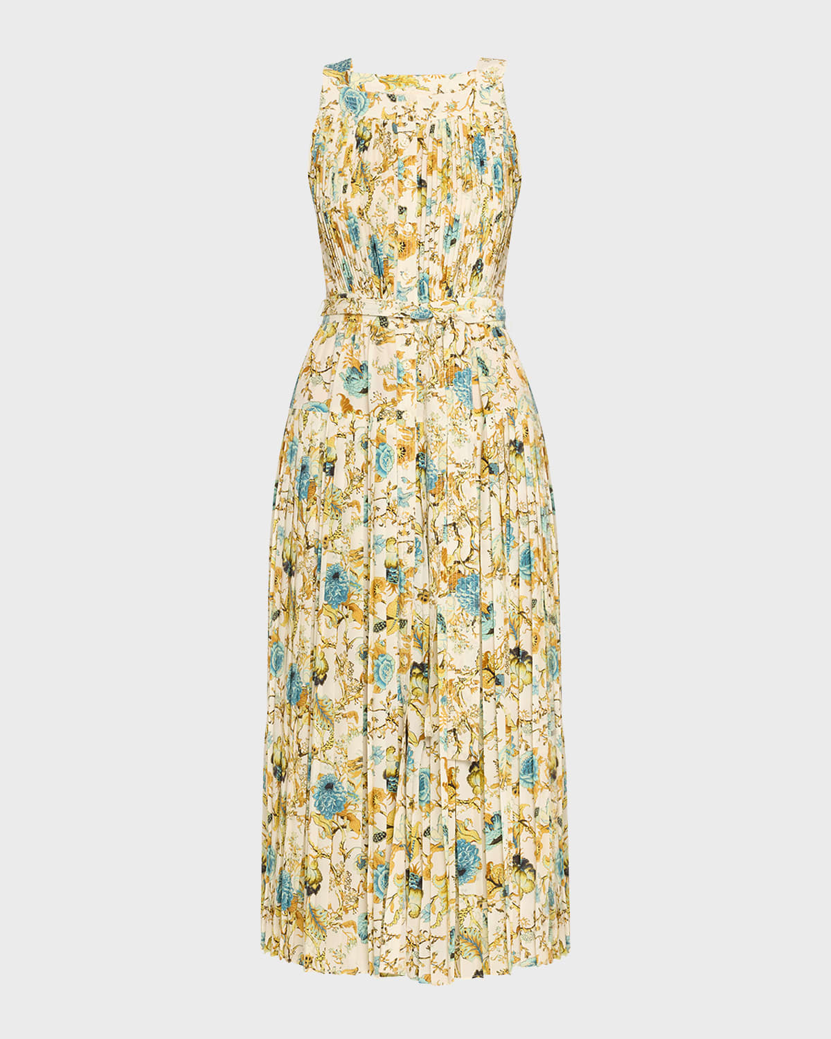 Ulla Johnson Annabeth Pleated Sleeveless Midi Dress In Multi