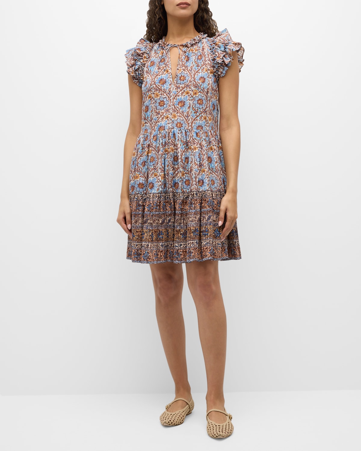 Coletta Flutter-Sleeve Mini Dress