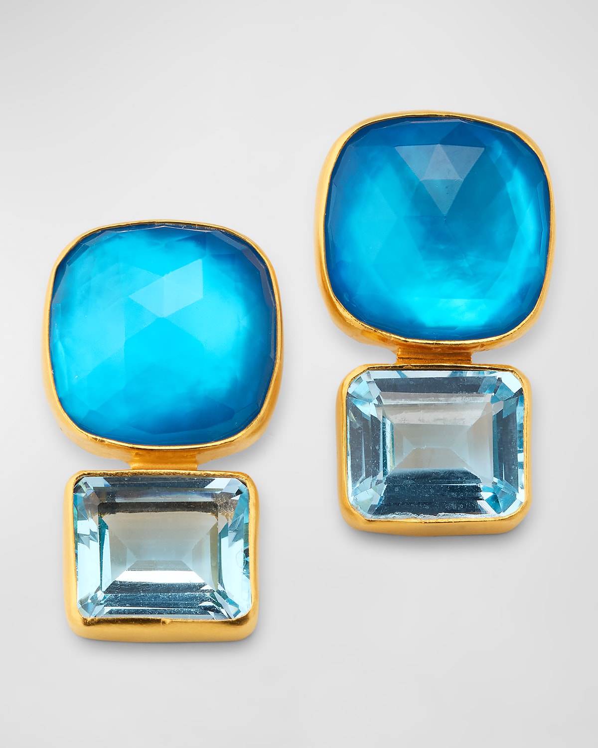 Dina Mackney Portofino Blue Topaz Earrings In Gold