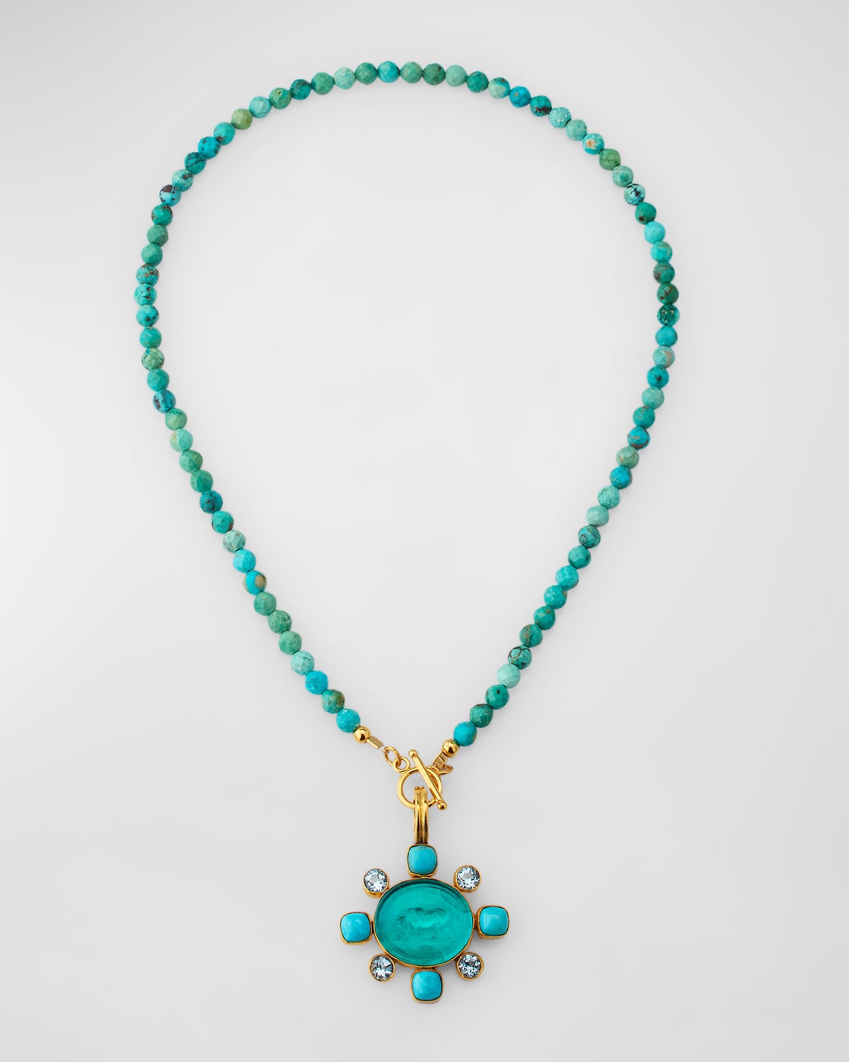 Dina Mackney Turquoise Intaglio Necklace In Blue