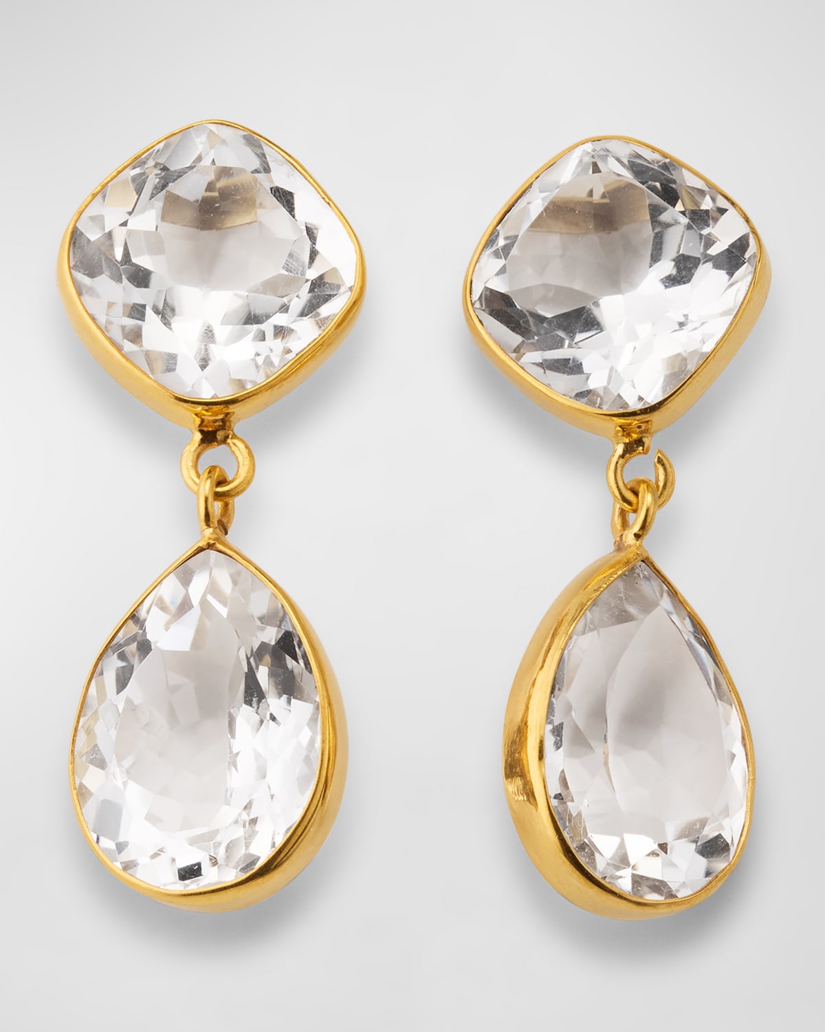 Dina Mackney Double Quartz Faceted Earrings In Gold