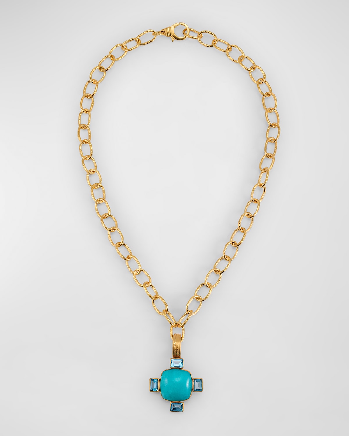 Shop Dina Mackney Amazonite And Blue Topaz Pendant Chain Necklace In Gold