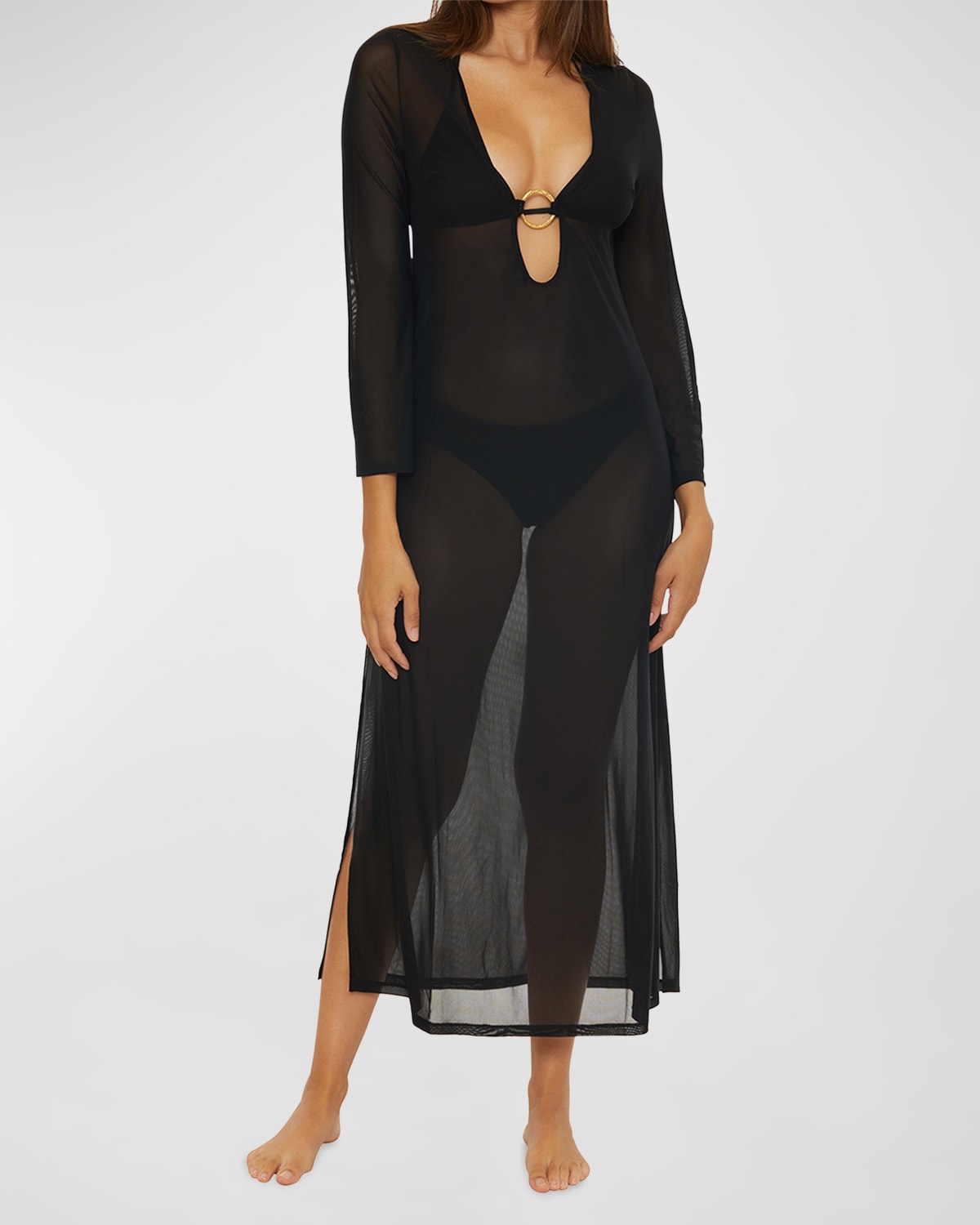 Shop Trina Turk Elaire Mesh Maxi Dress Coverup In Black