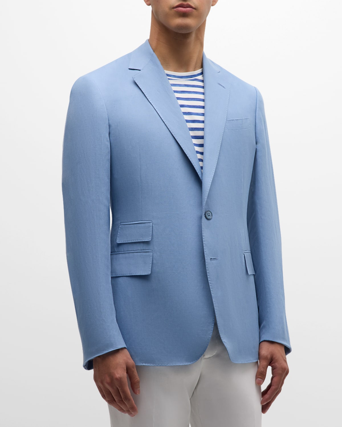 Ralph Lauren Men's Kent Hand-tailored Silk-linen Jacket In Infnty Blue