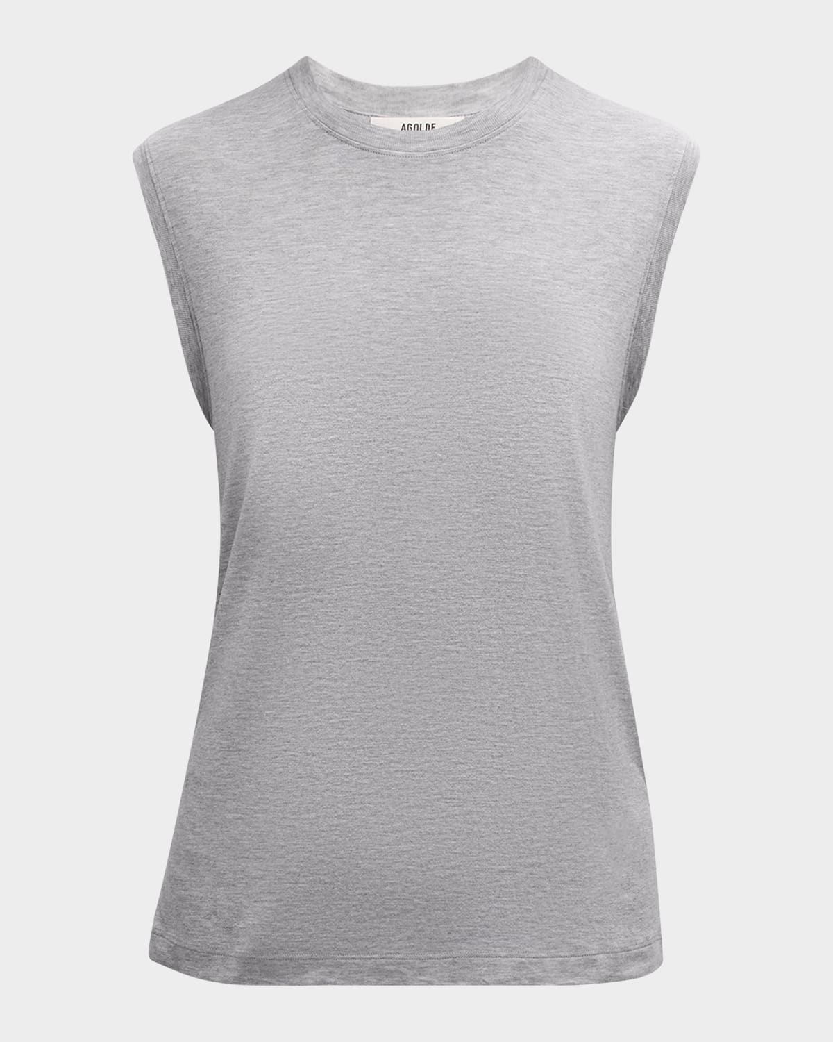 Agolde Raya Cotton Muscle Tee In Grey Heather