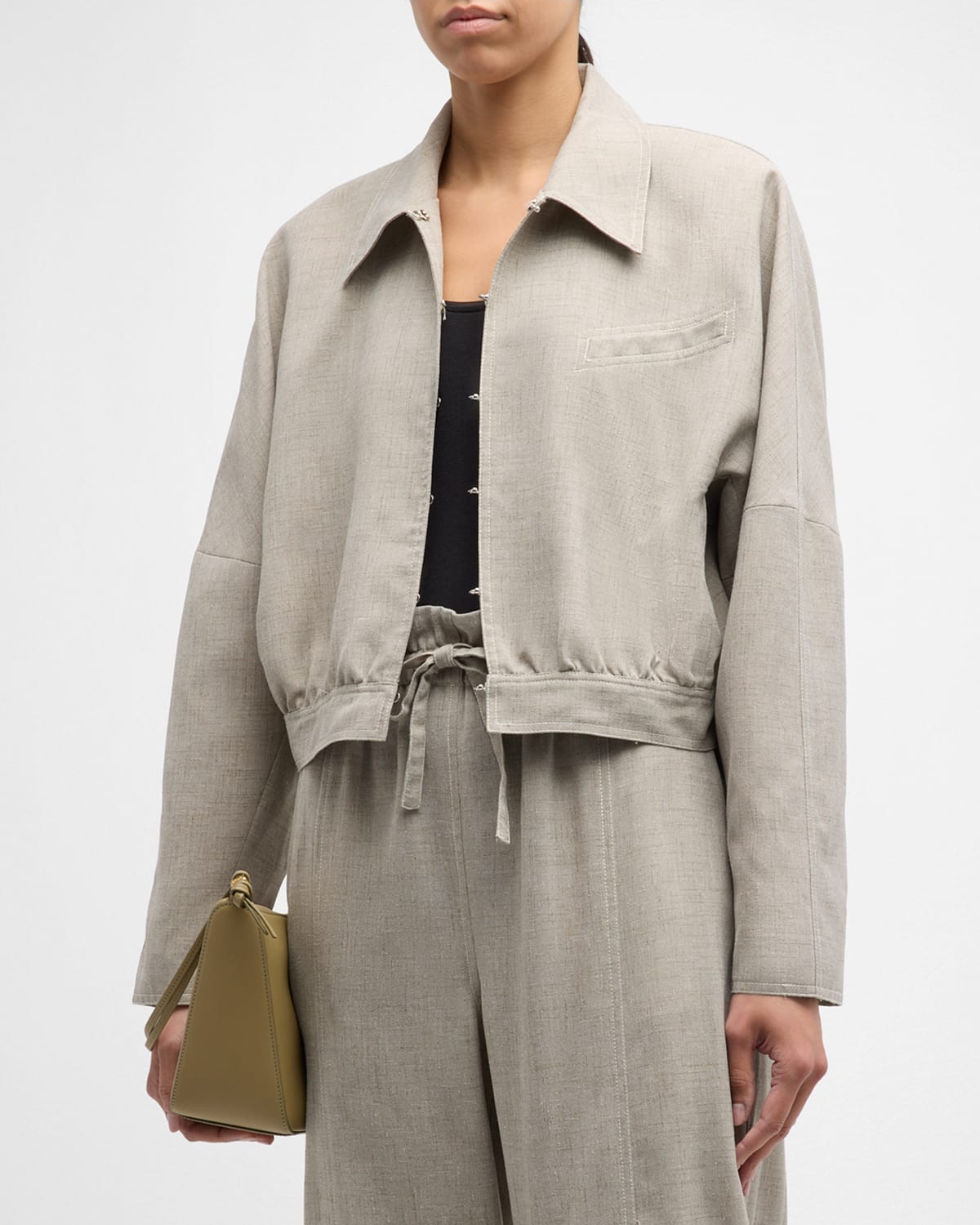 Ganni Melange Suiting Jacket In Gray