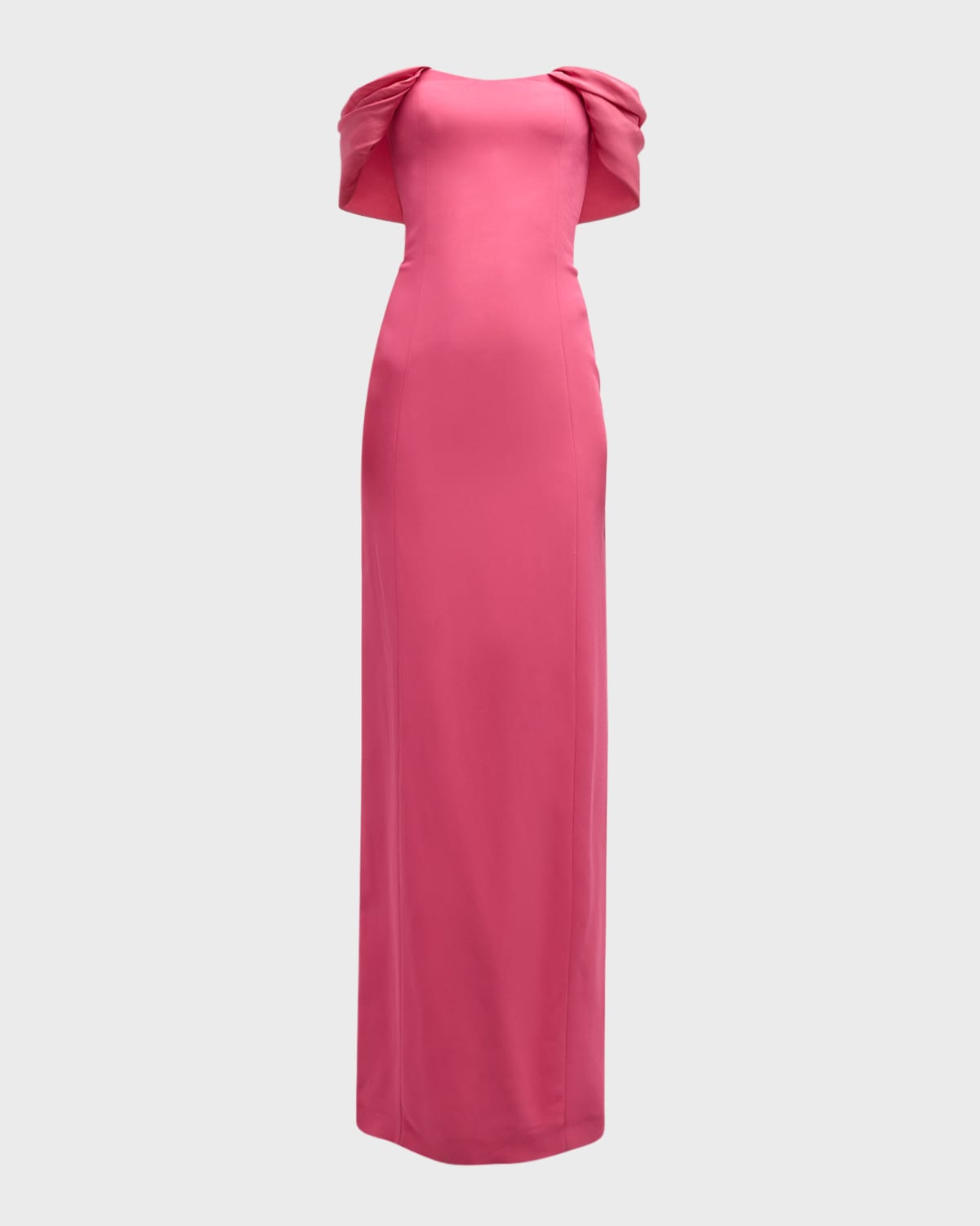 Oscar De La Renta Strapless Column Gown With Draped Detail In Geranium