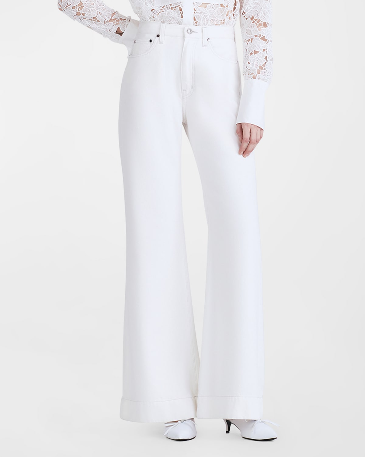 Shop Derek Lam 10 Crosby Coralie High-rise Wide-leg Jeans In White
