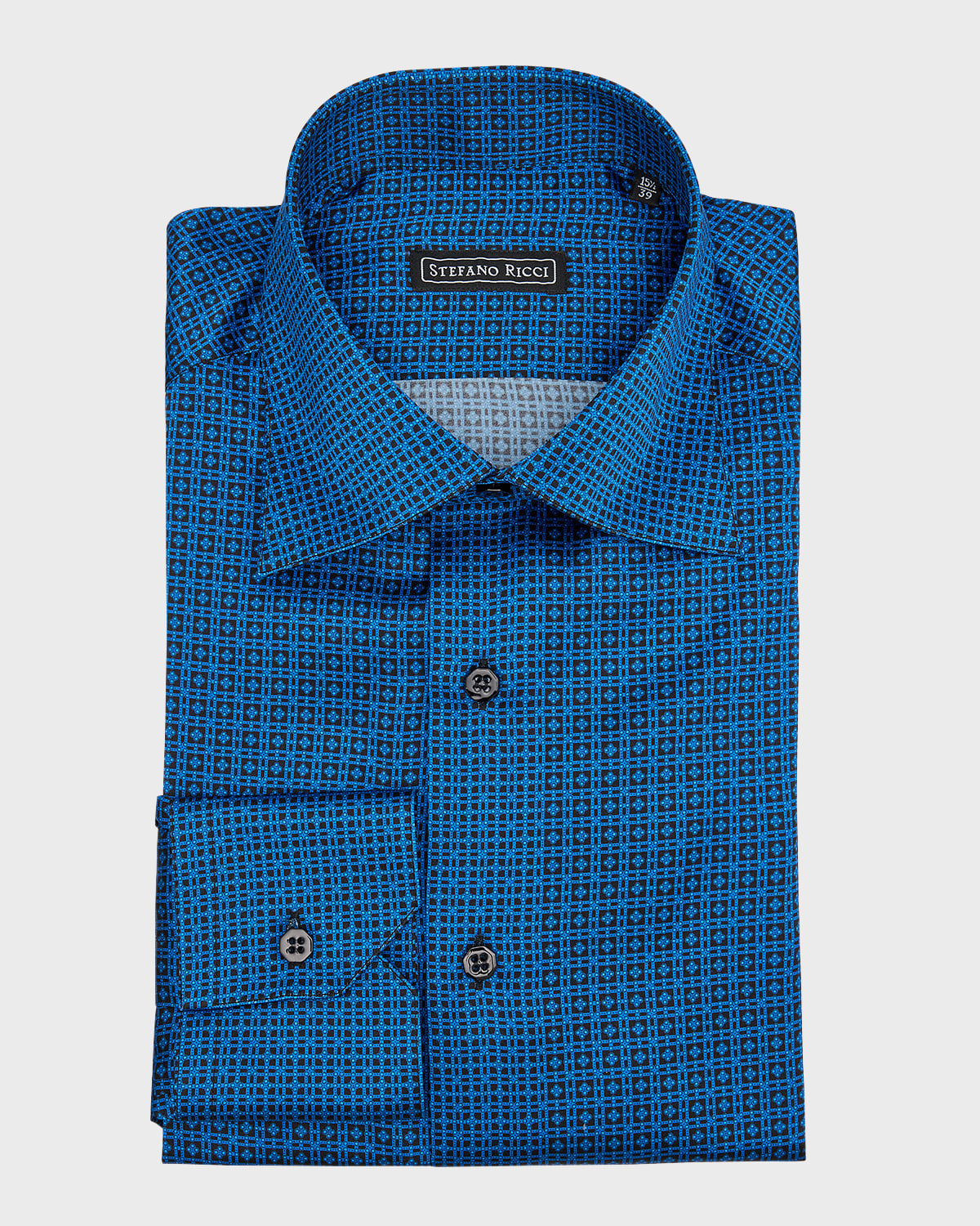 Men's Micro-Patterned Silk Dress Shirt