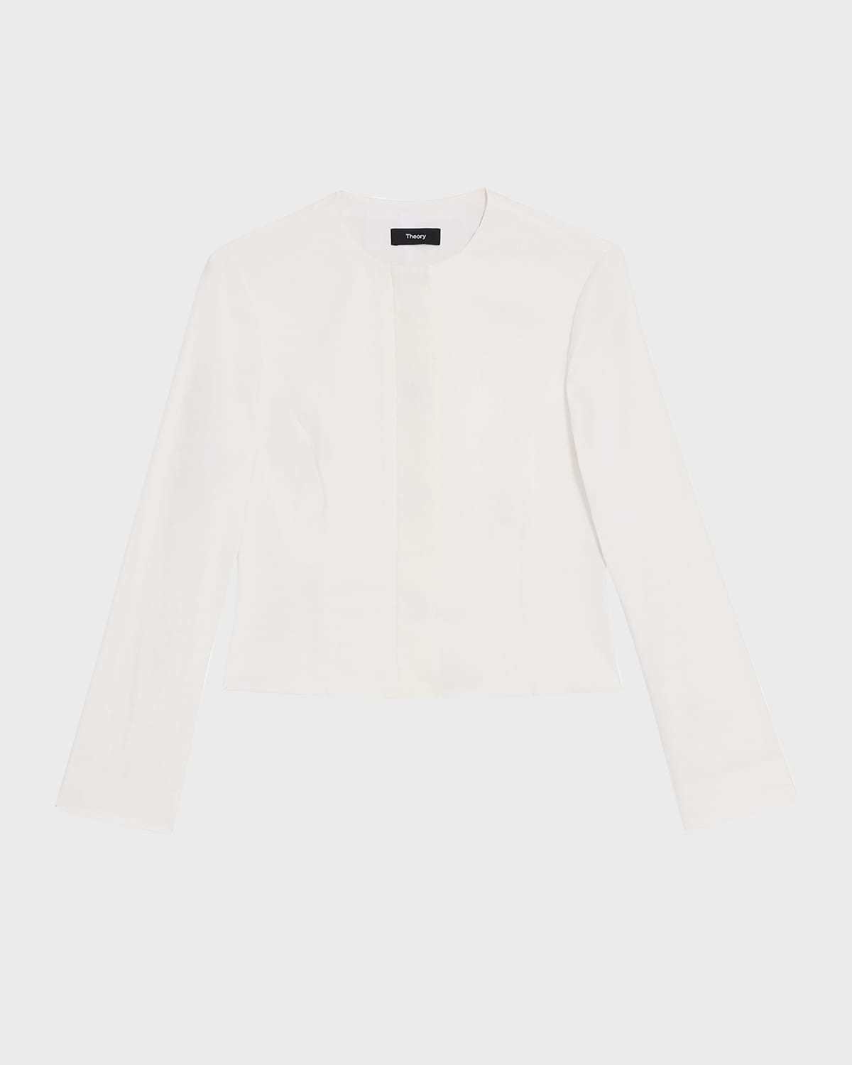 Linen-Blend Cropped Peplum Jacket