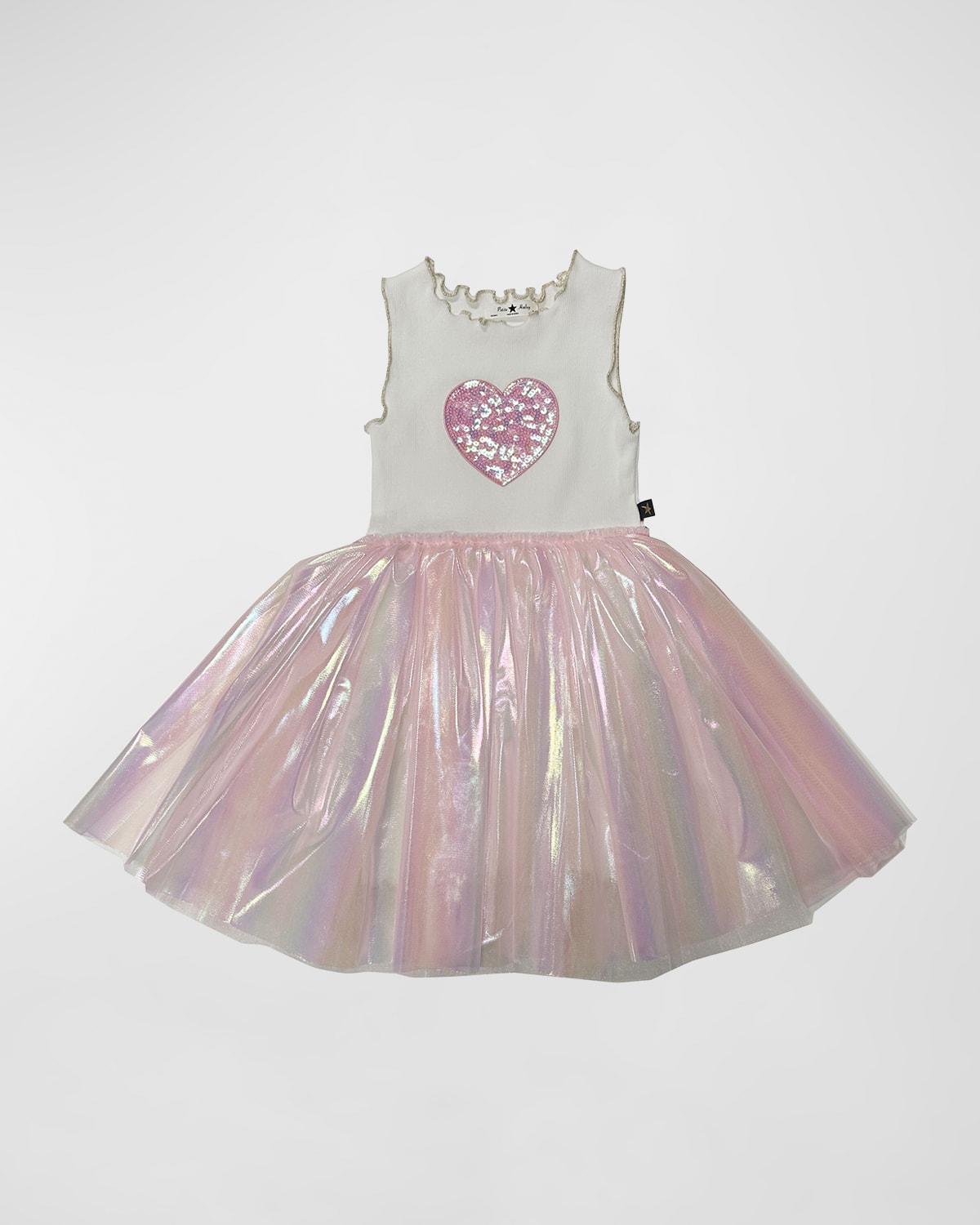 Shop Petite Hailey Girl's Heart Tank Irridized Tulle Skirt In Pink