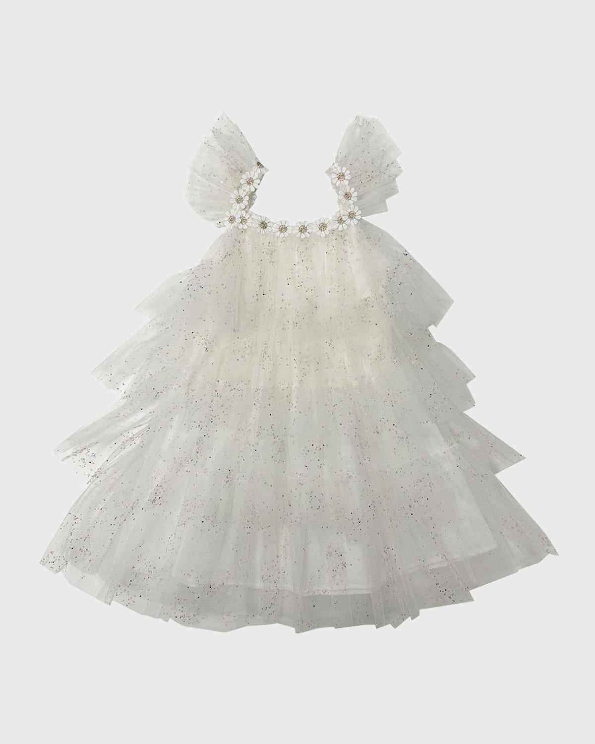 Petite Hailey Kids' Girl's Multi-layer Sparkle Tulle Dress In White