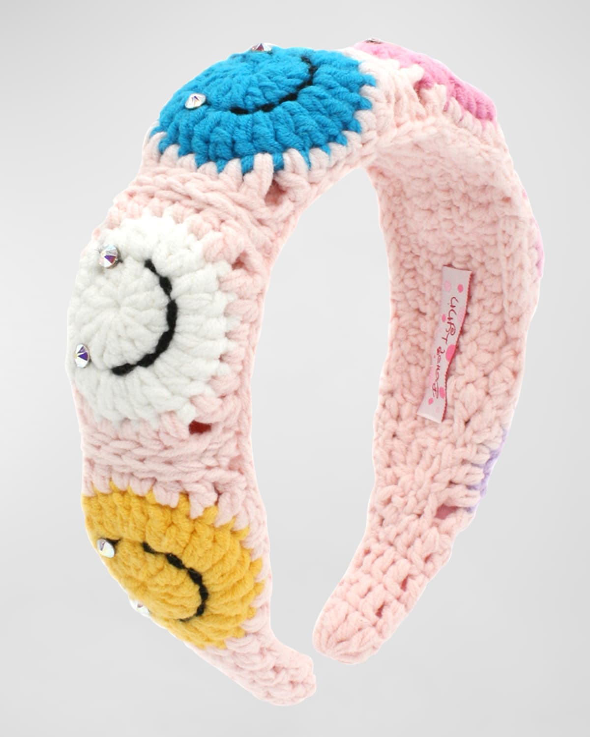 Shop Bari Lynn Girl's Rainbow Smiley Face Crochet Headband In Multi