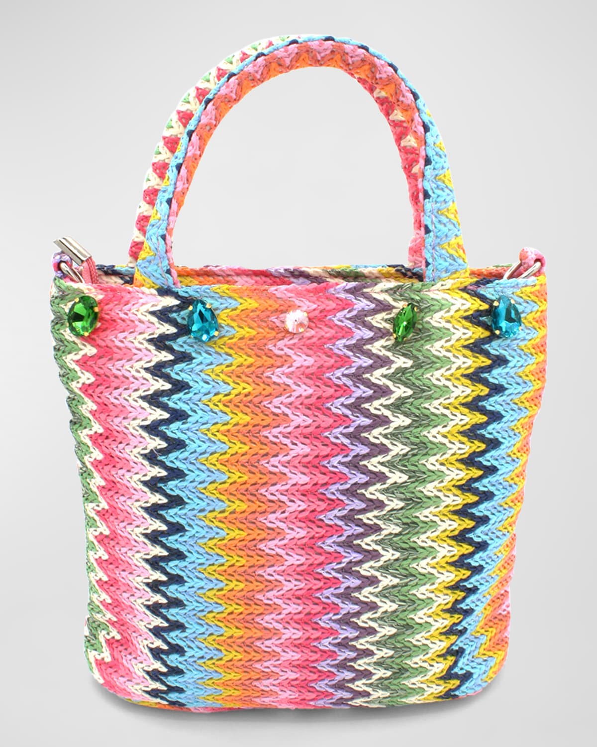 Shop Bari Lynn Girl's Rainbow Raffia Bag In Multi