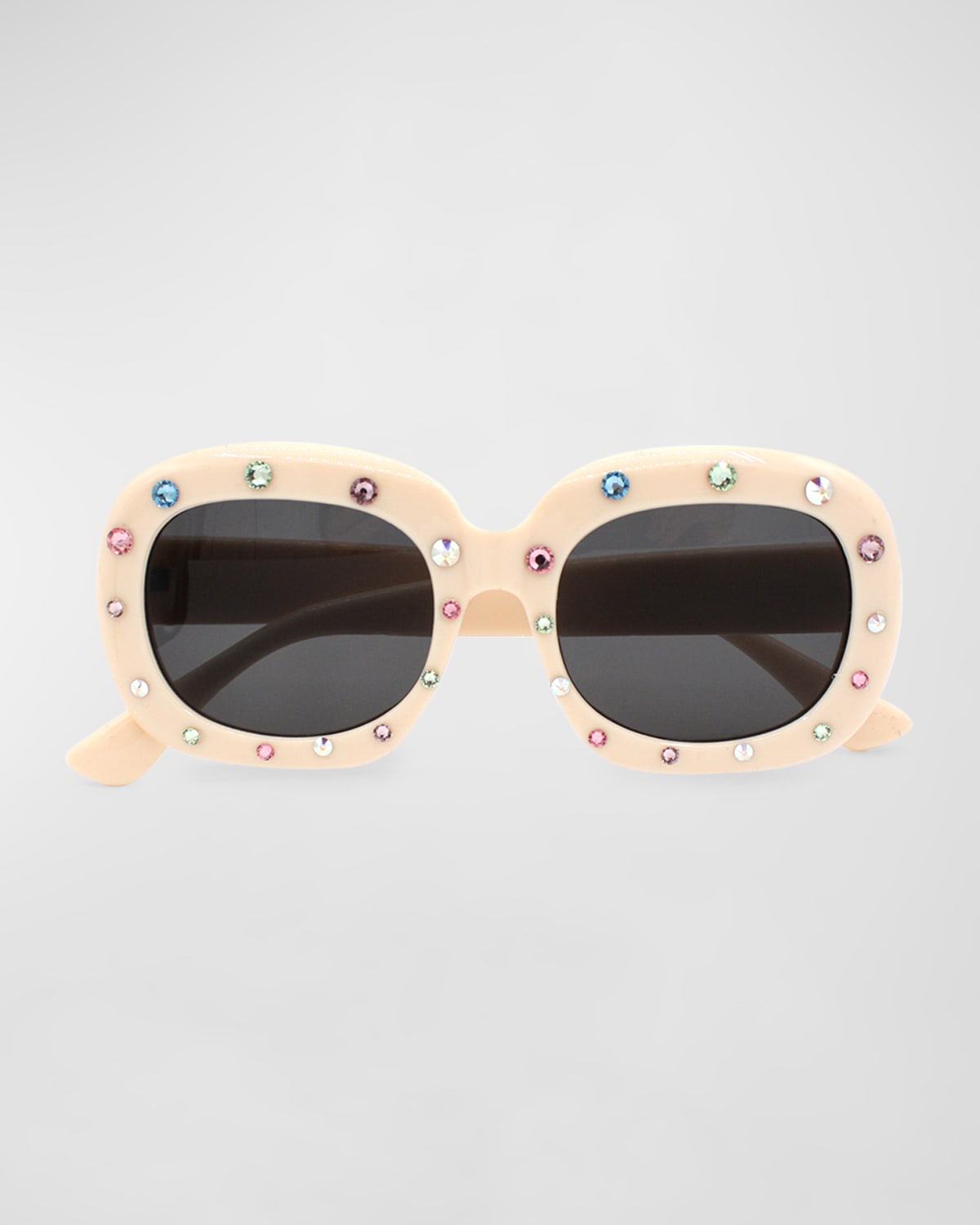 Shop Bari Lynn Girl's Multicolor Crystal Oval Sunnies In Ivory