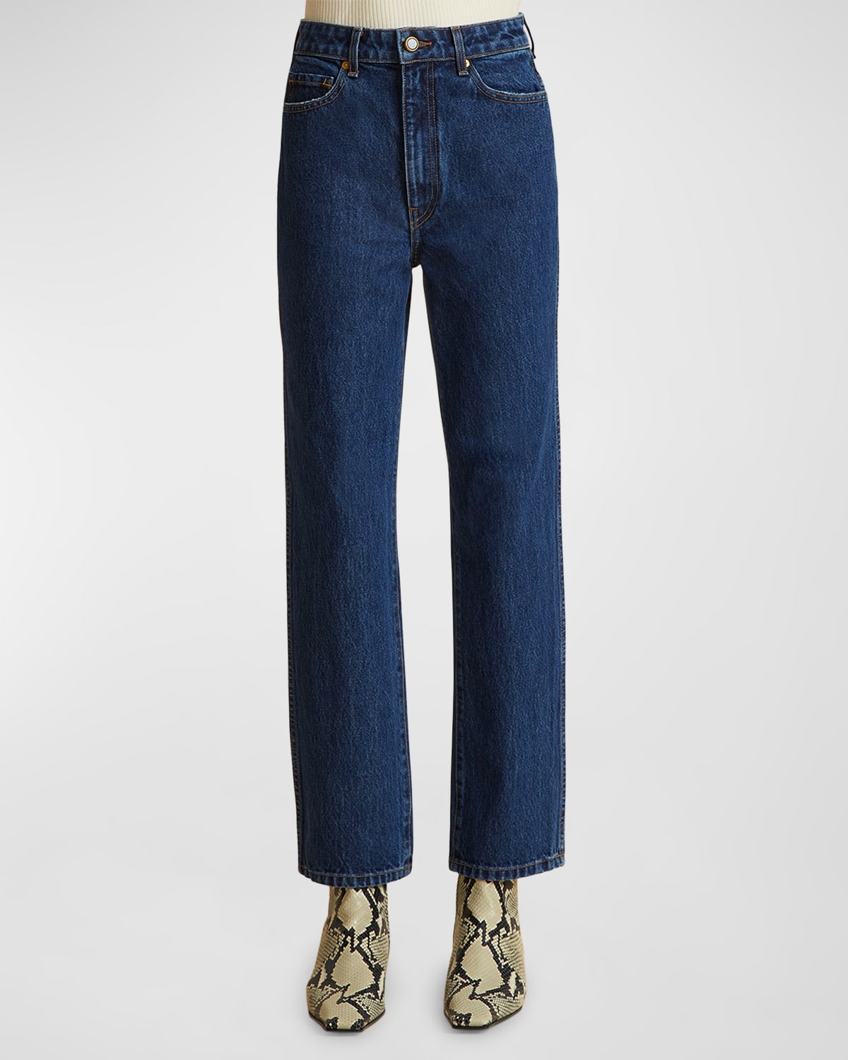 Shop Khaite Abigail High-rise Straight-leg Ankle Jeans In Montgomery