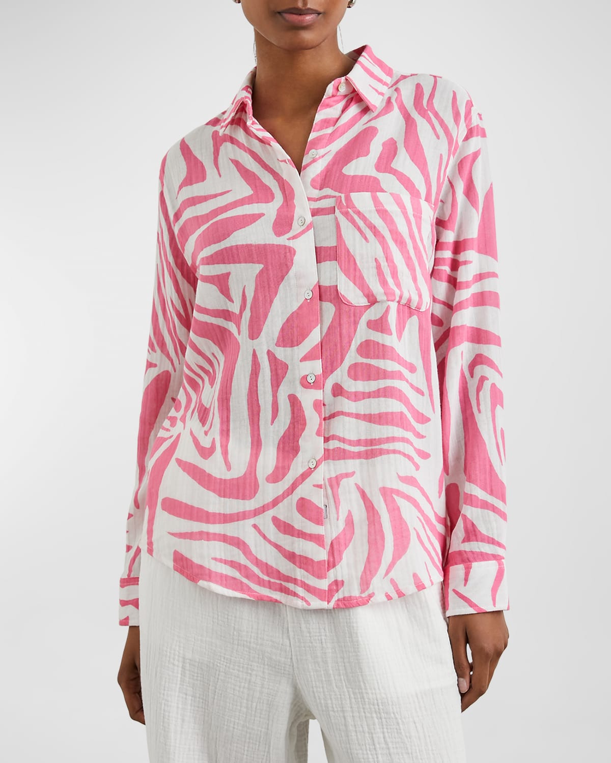Shop Rails Ellis Tiger Button-front Shirt In Pink Tiger