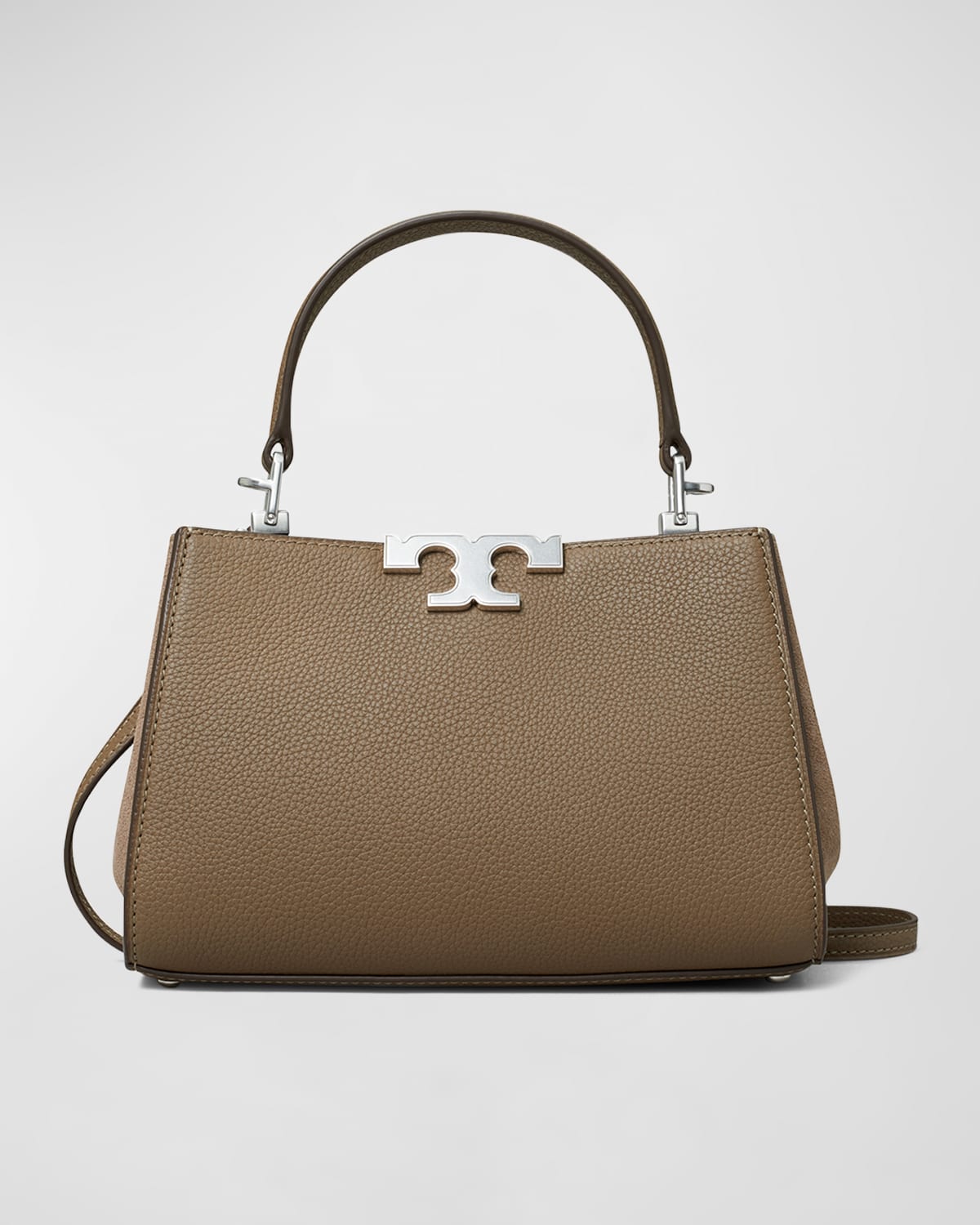Tory Burch Eleanor Mini Pebbled Leather Satchel Bag In Wild Mushroom