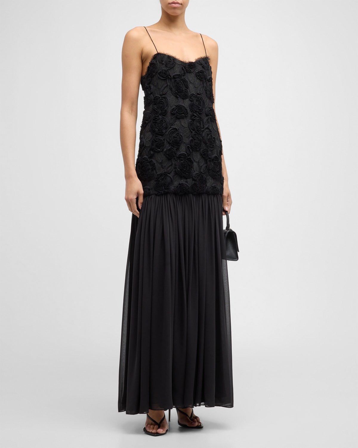 Alexis Natalina Floral Applique Embroidered Maxi Dress In Black