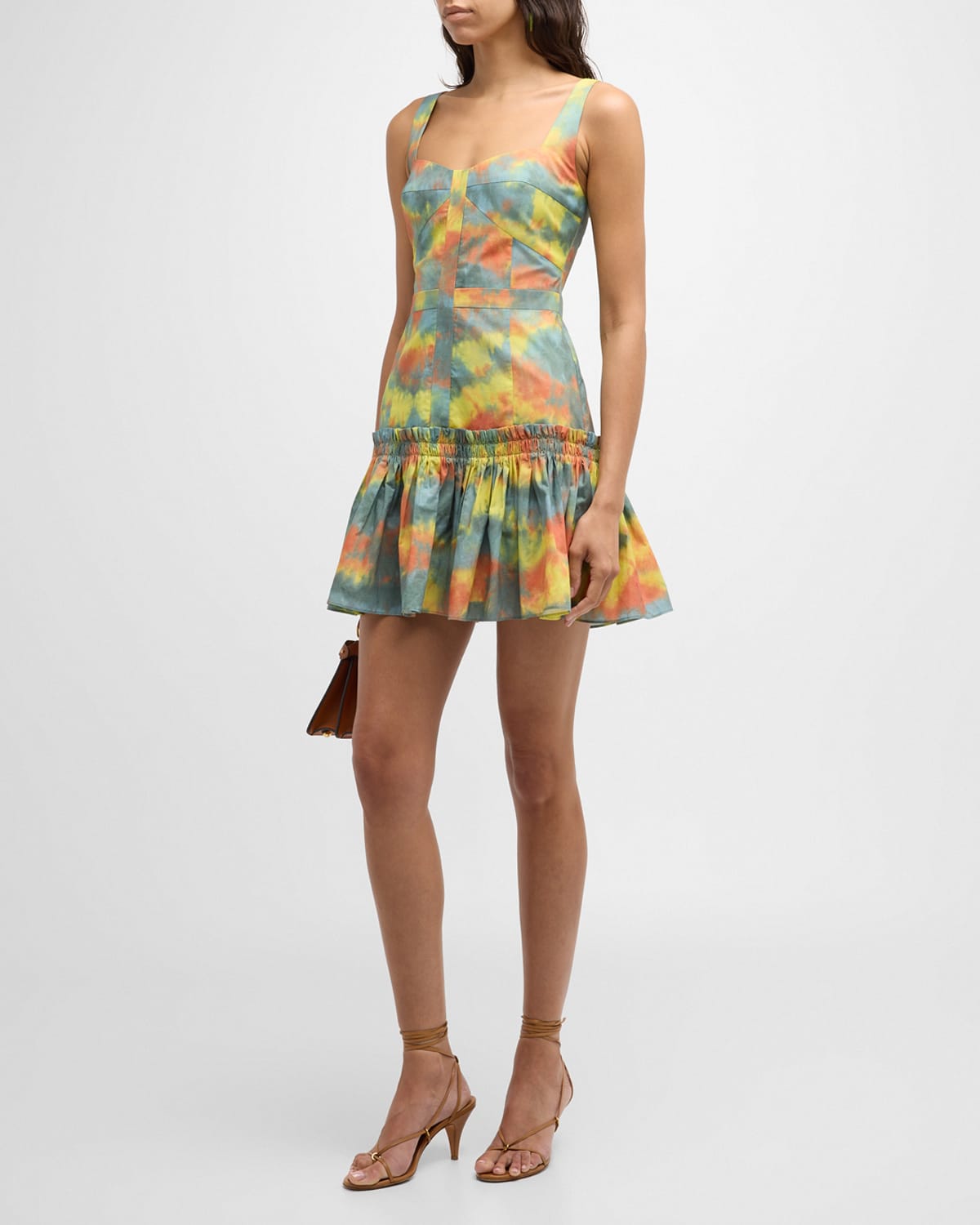 Shop Alexis Cassidy Tie-dye Cotton Ruffled Mini Dress In Tie Dye