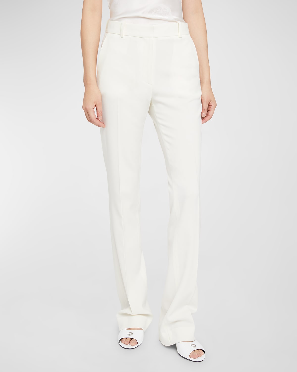 Shop Coperni Mid-rise Tailored Straight-leg Trousers In White