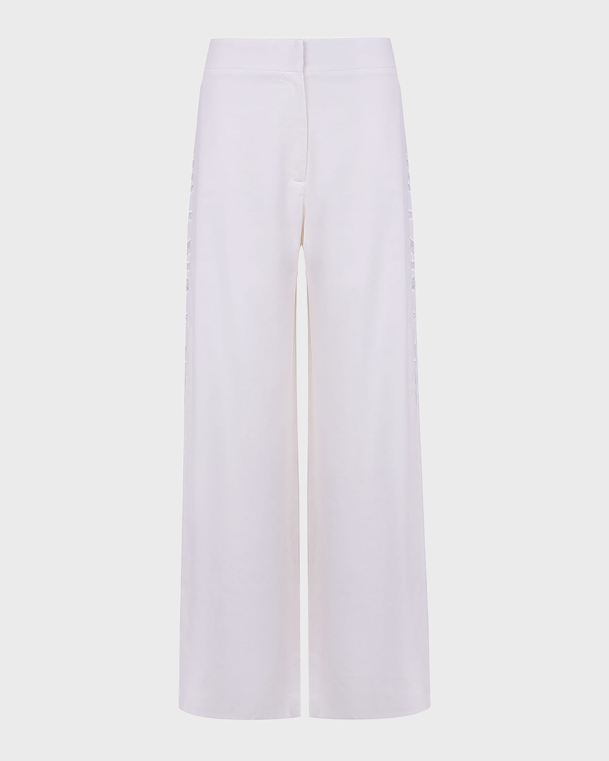 Shop Vix Solid Bree Geometric Embroidered Pants In Off White