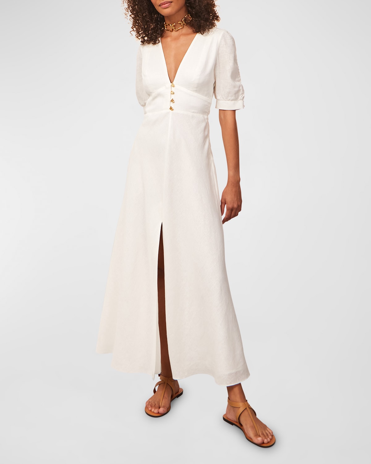 Shop Vix Solid Irida Detail Midi Dress In Off White
